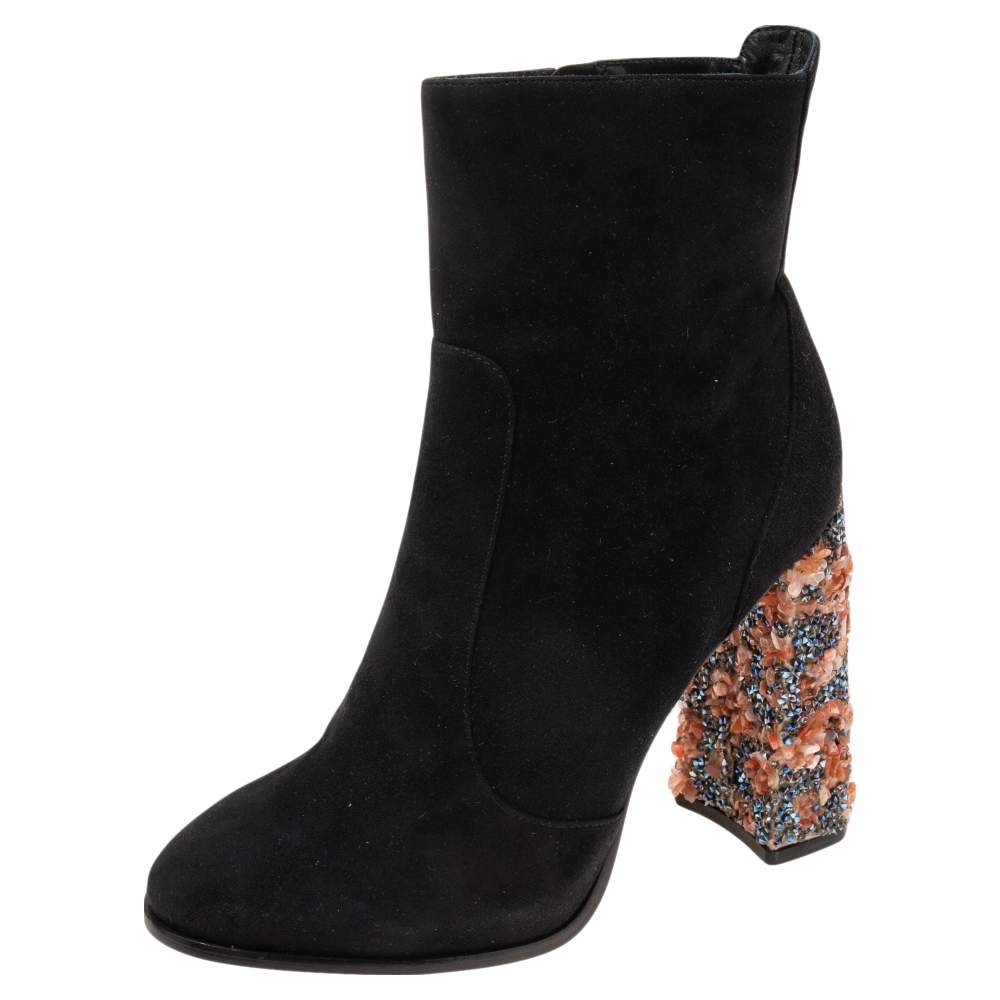 Pre Owned Sophia Webster Black Suede Felicity Ankle Boots Size 41