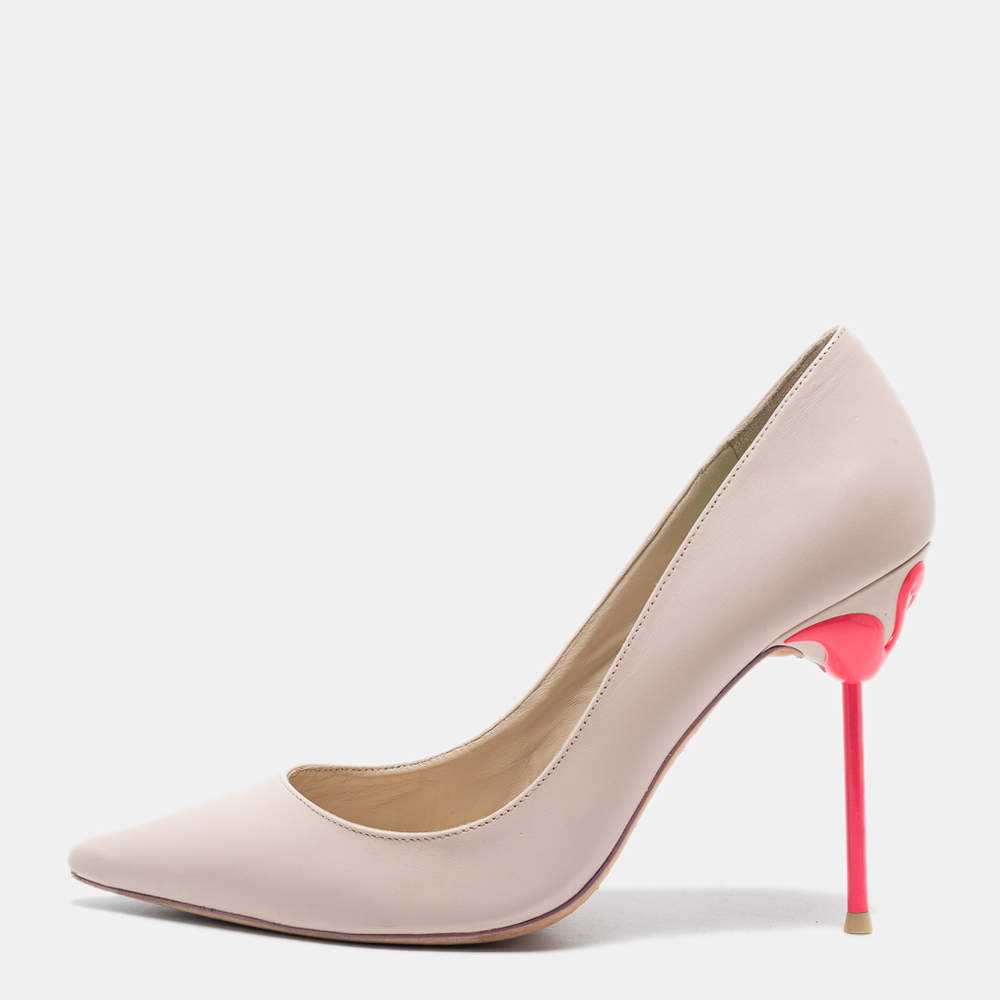 Sophia Webster Beige Leather Pointed Toe Pumps Size 40.5
