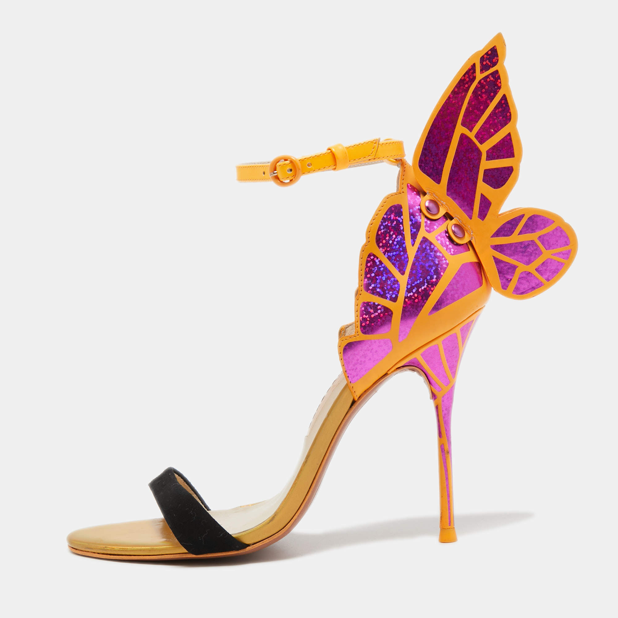 Pre Owned Sophia Webster Tricolor Leather and Suede Chiara Ankle Strap Sandals Size 36