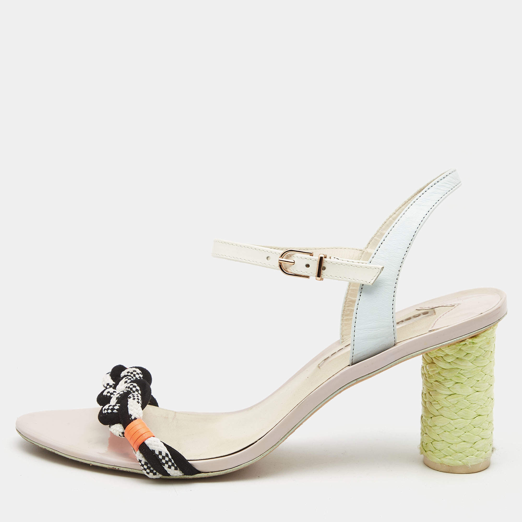 Sophia Webster Multicolor Leather and Canvas Ankle Strap Sandals Size 41
