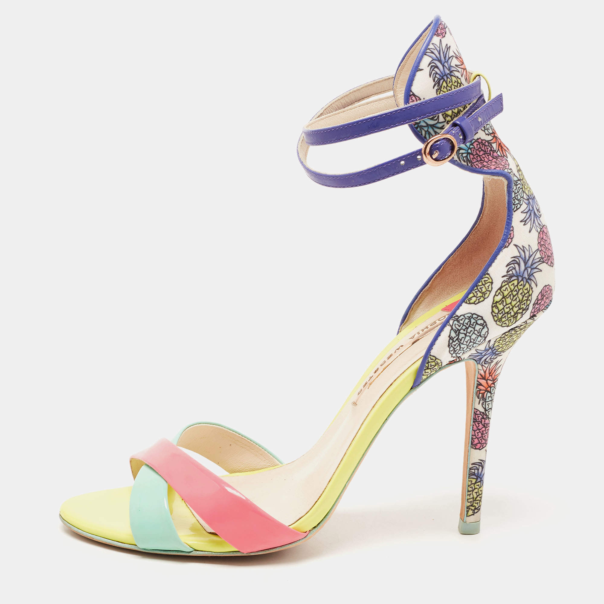 Sophia Webster Multicolor Leather and Printed Fabric Nicole Ankle Strap Sandals Size 41