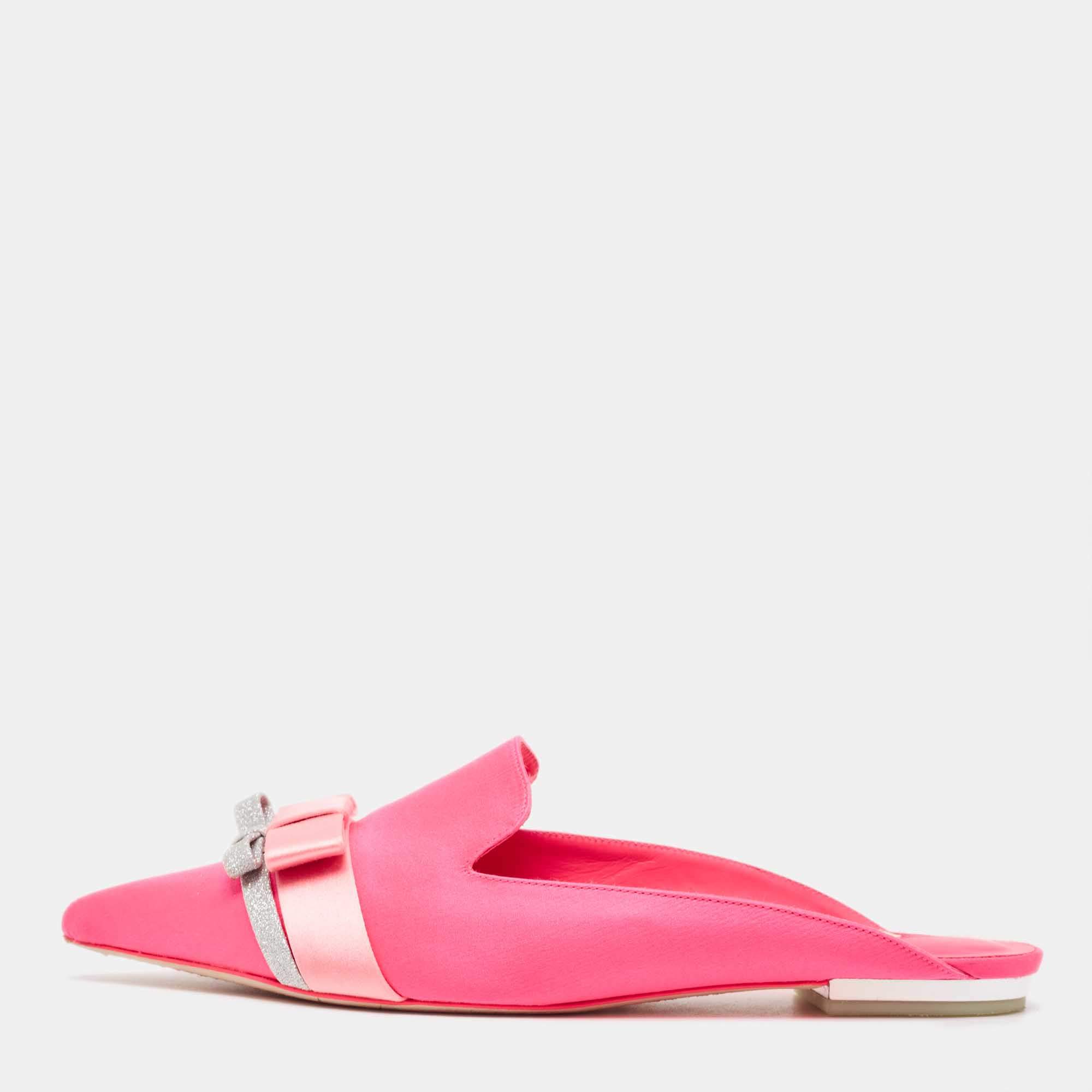 Sophia Webster Pink Satin Mules Size 39.5