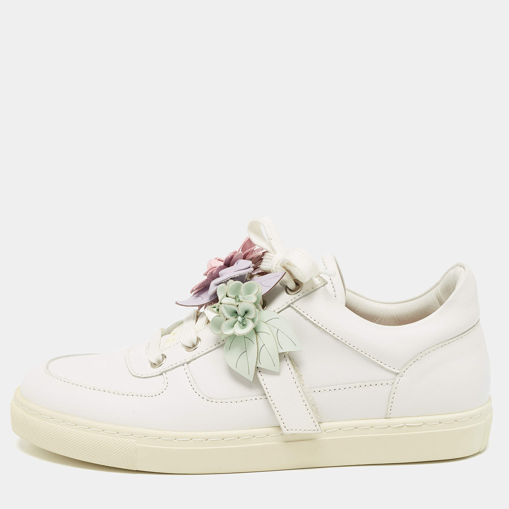 Pre Owned Sophia Webster White Leather Lilico Flower Sneakers Size 39