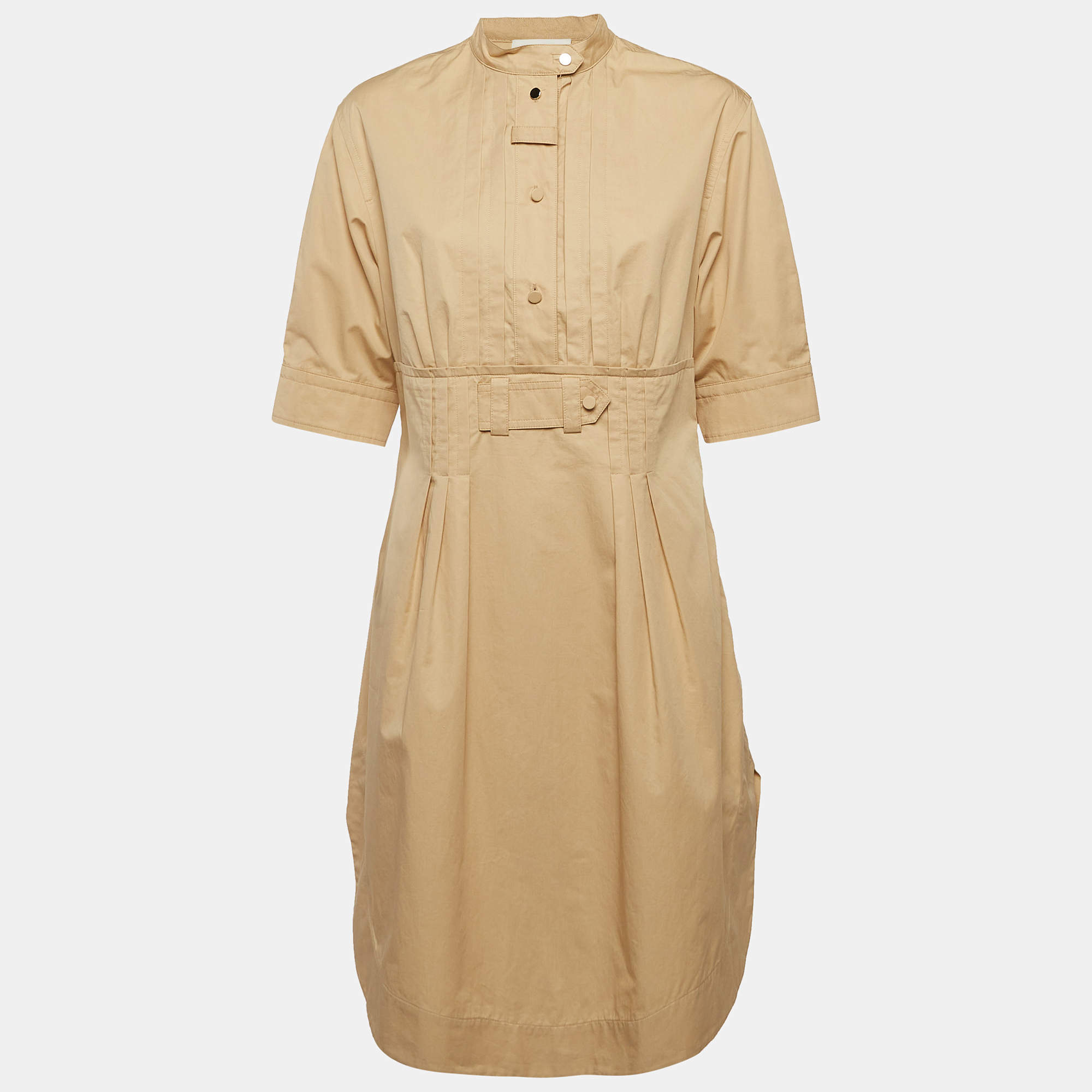 Pre Owned Sportmax Beige Cotton Buttoned Santos Dress M