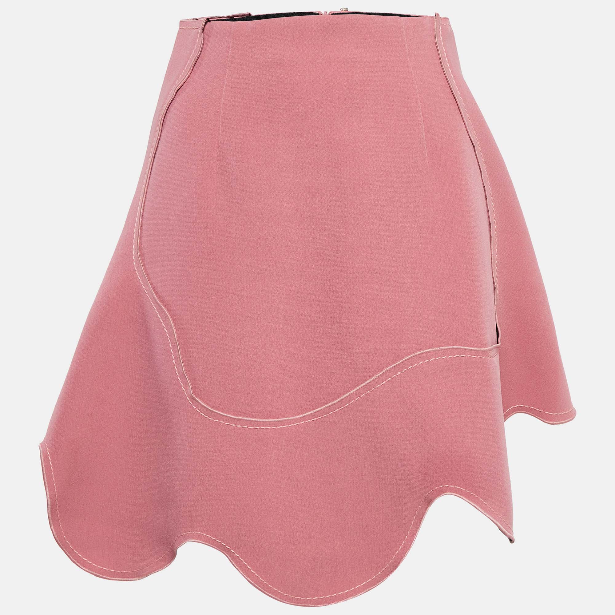 Pre Owned Sportmax Pink Crepe Mini Skirt S