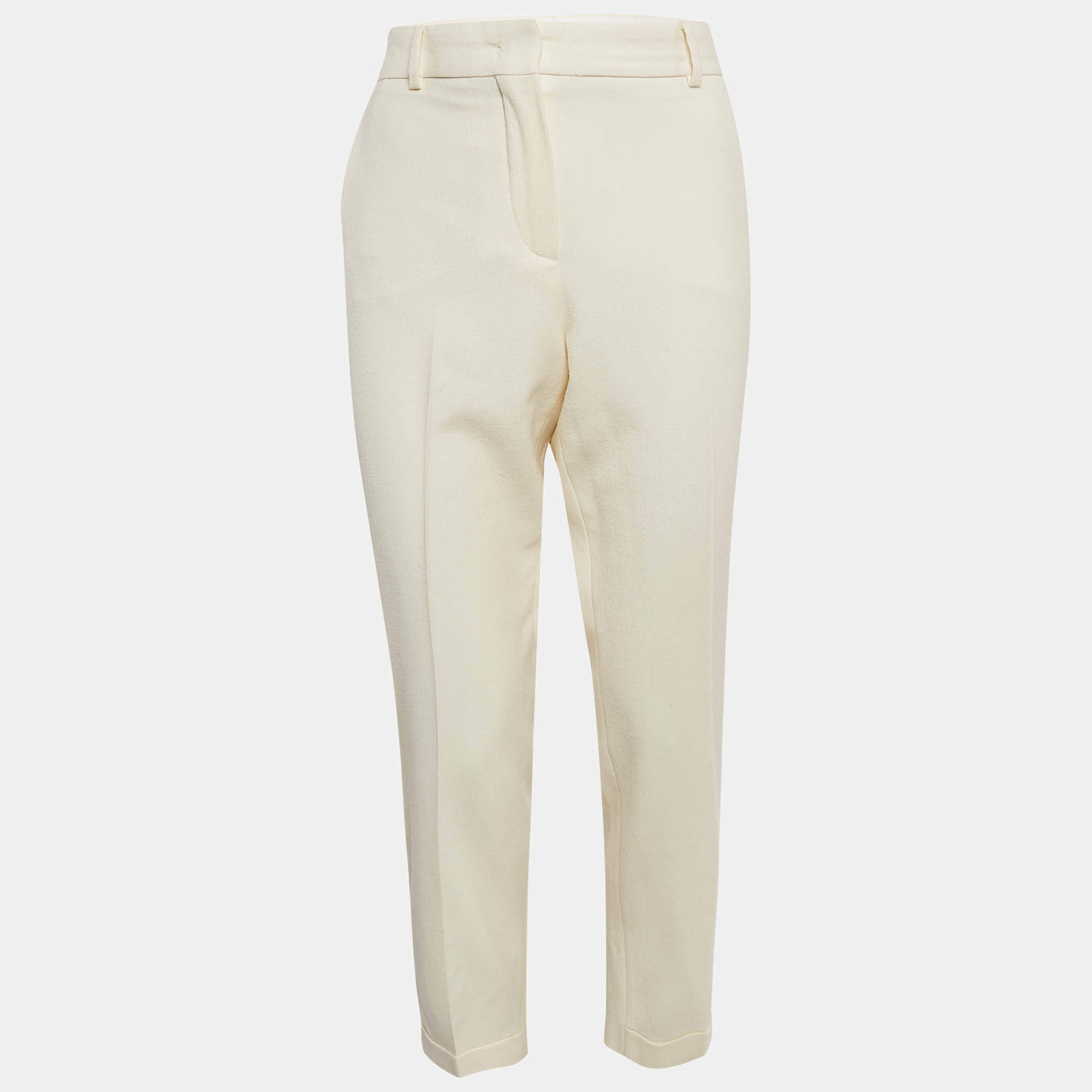 Sportmax Cream Wool Skinny Formal Trousers M