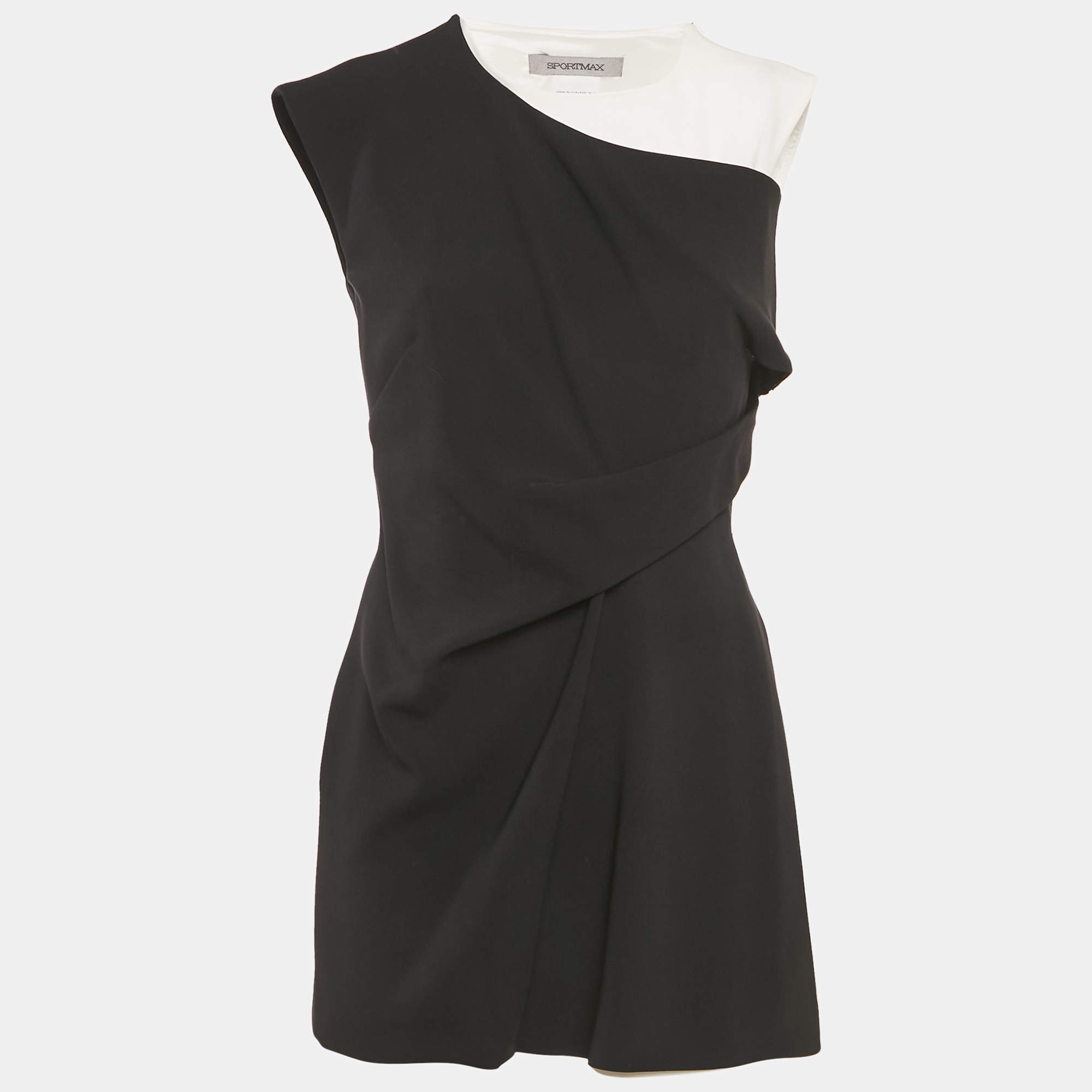Pre Owned Sportmax Black Stretch Crepe Layered Mini Dress S