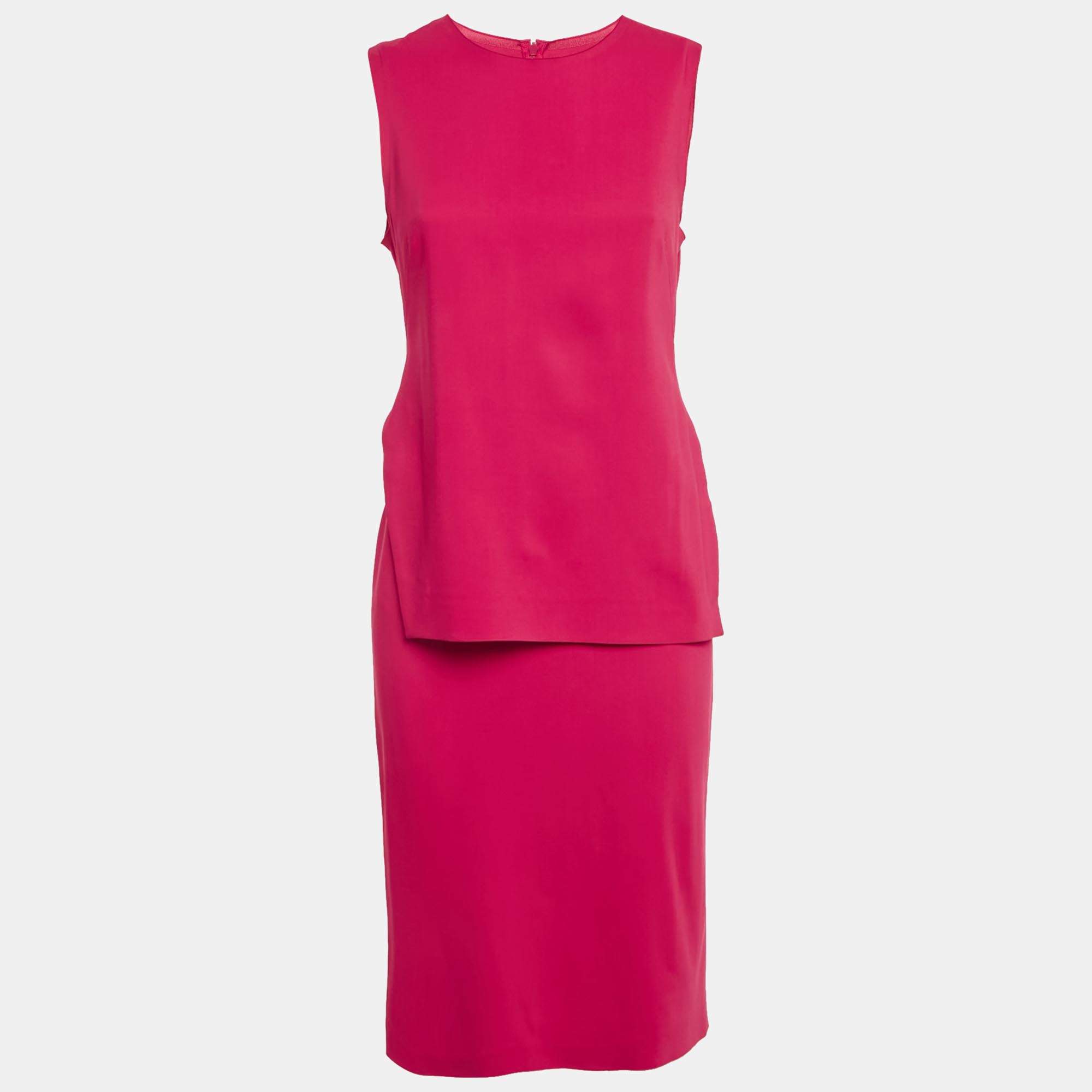 Pre Owned Sportmax Fuchsia Pink Jersey Sleeveless Knee-Length Dress M