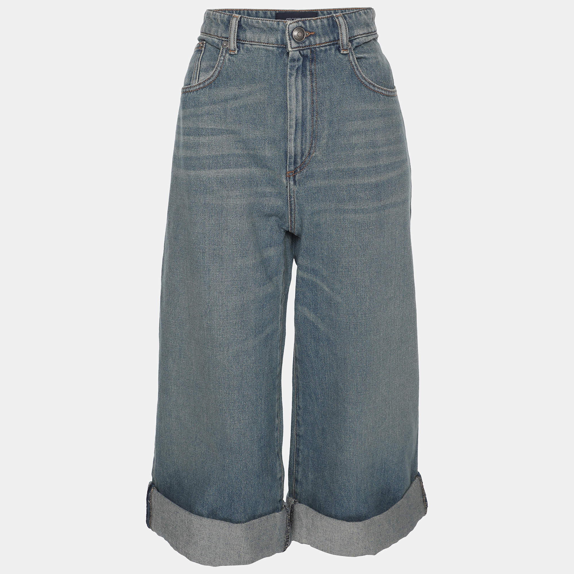 Pre Owned Sportmax Blue Denim Short Jeans L