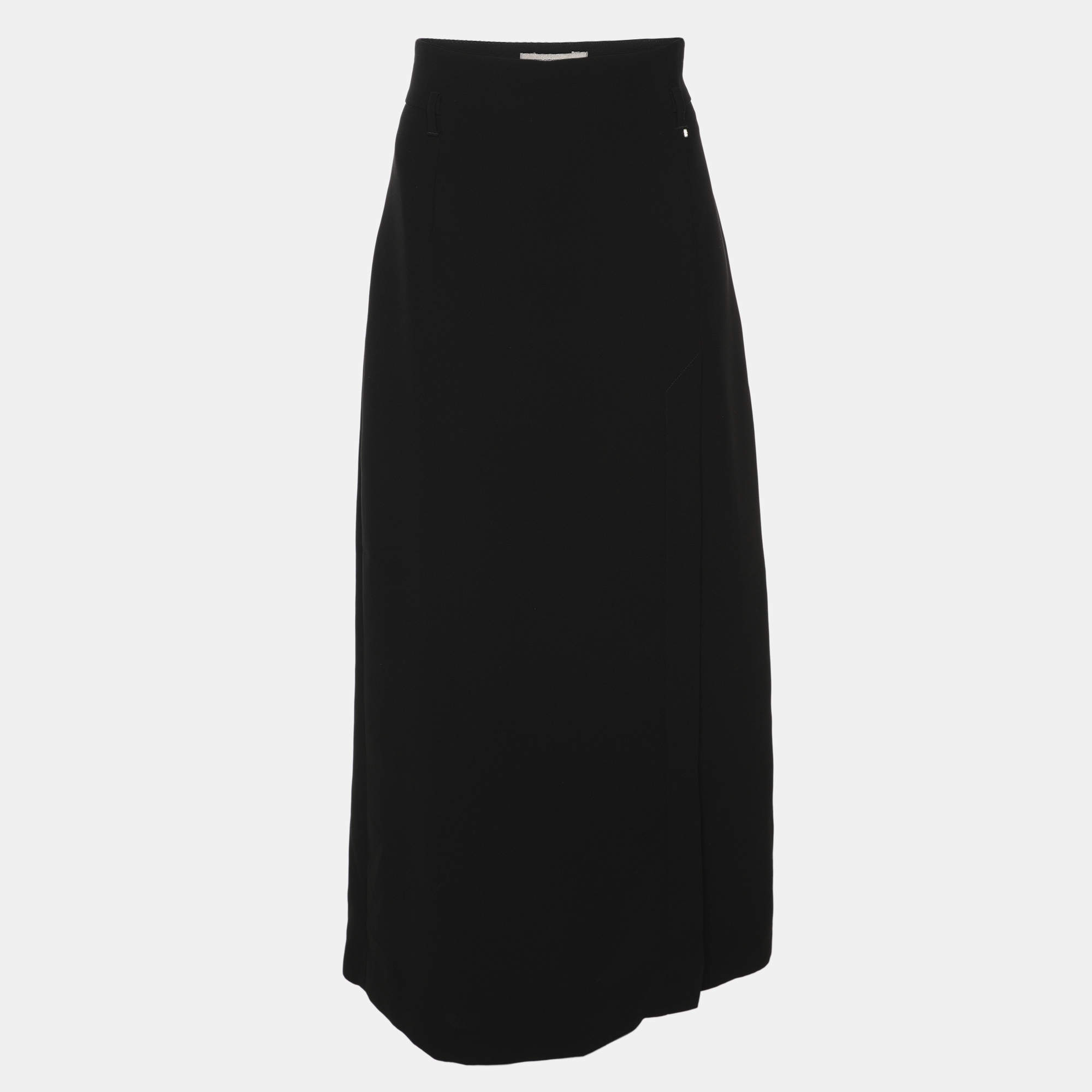 Pre Owned Sportmax Black Crepe Maxi Skirt M