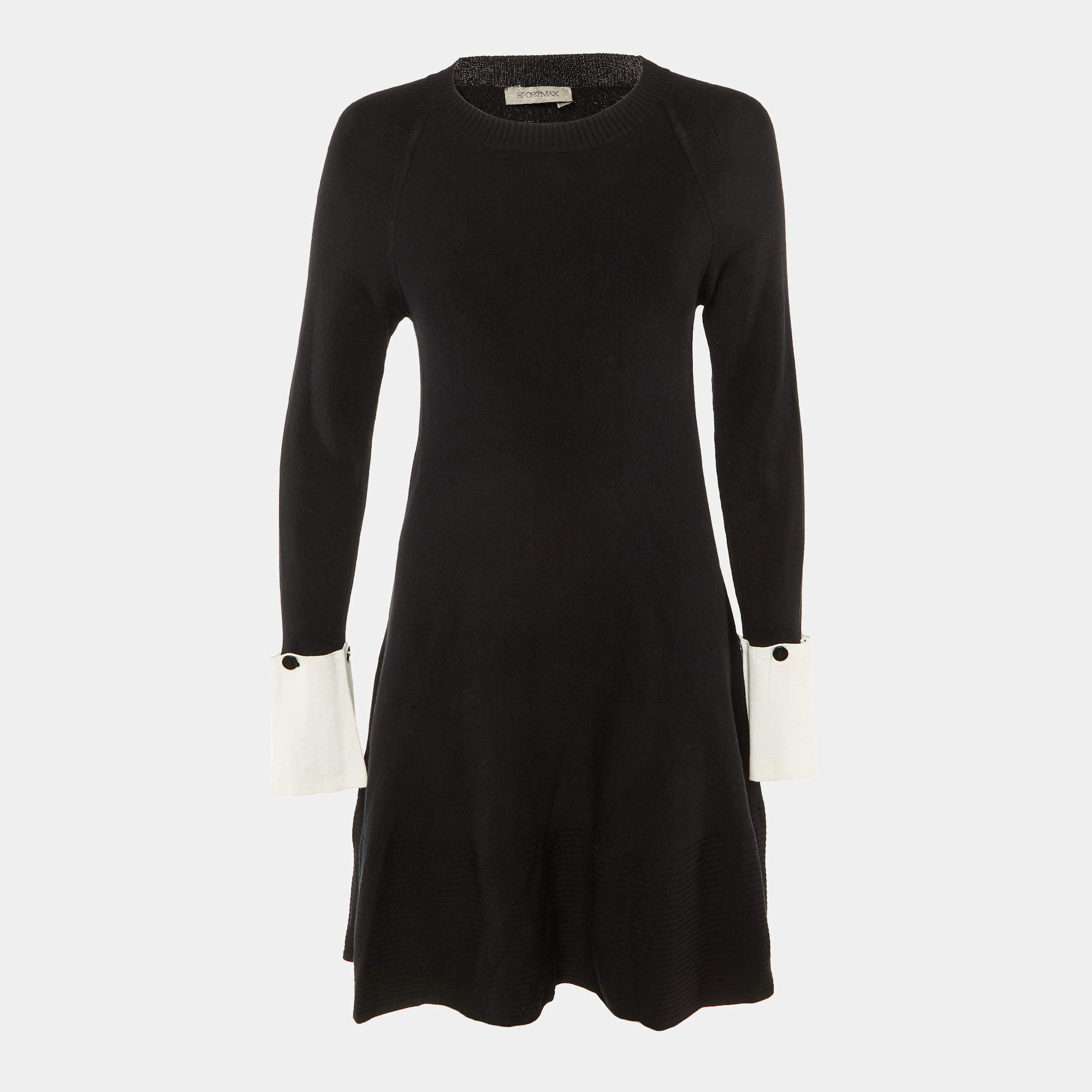 Pre Owned Sportmax Black Knit Flared Mini Dress M