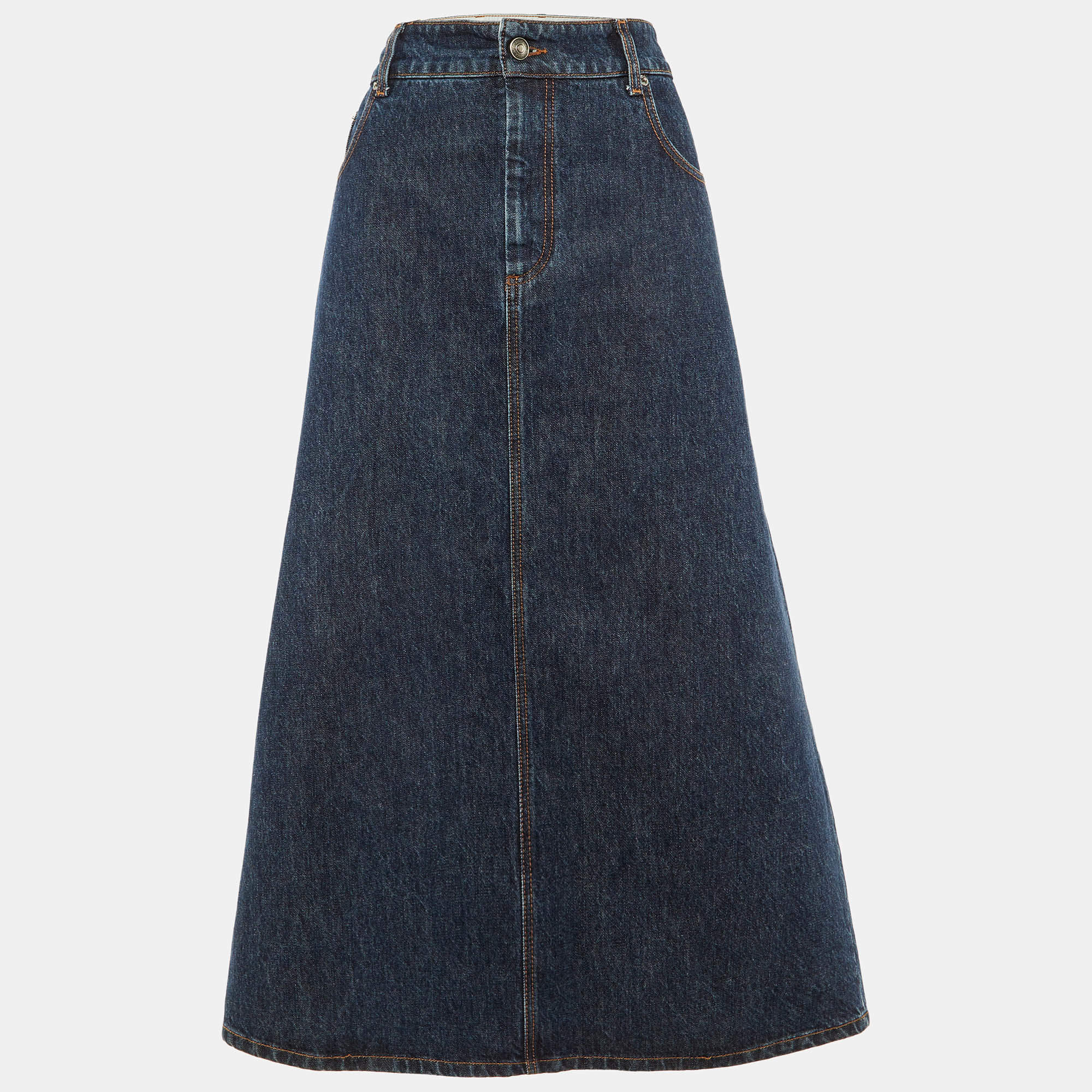 Pre Owned Sportmax Blue Denim Long Skirt L