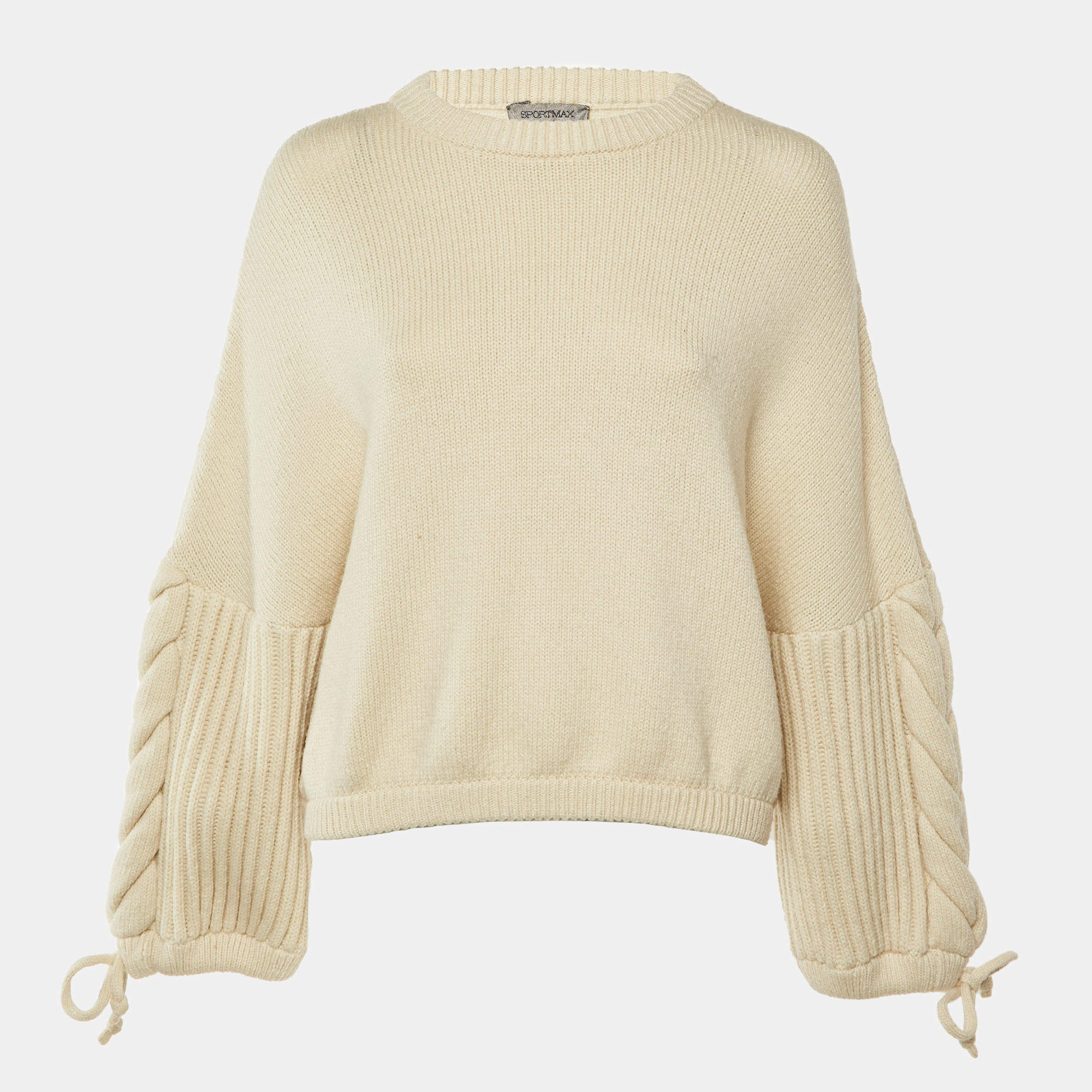 Pre Owned Sportmax Cream Knit Bell Sleeve Sweater S