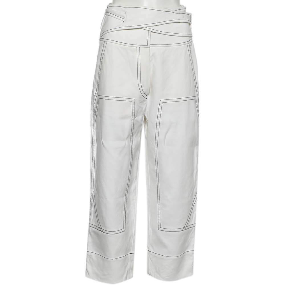 【関税&送料込】Sportmax Wide White Cotton Trousers luxury-women-sportmax-used-
