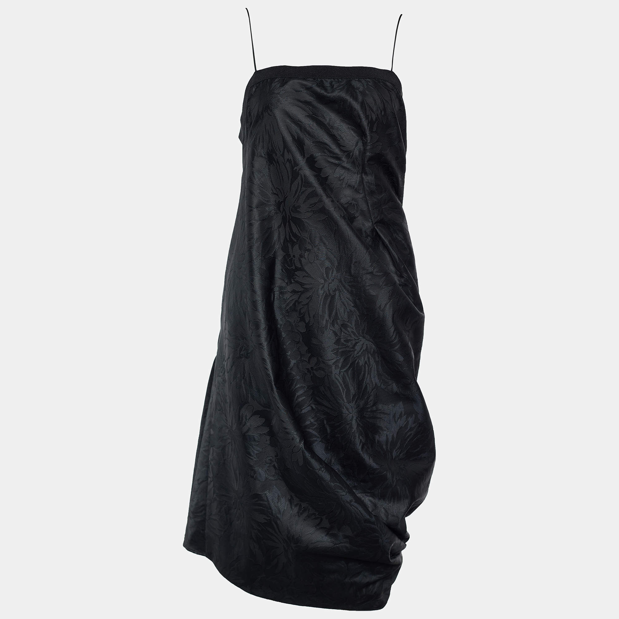 Pre Owned Sportmax Black Floral Print Synthetic Sleeveless Dress M