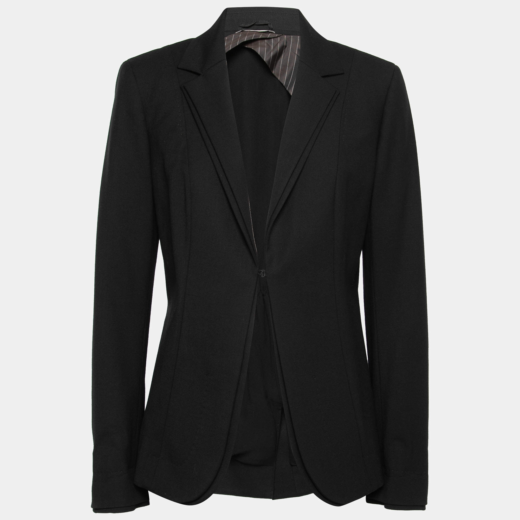 Pre Owned Sportmax Black Wool Double-Layered Lapel Blazer L