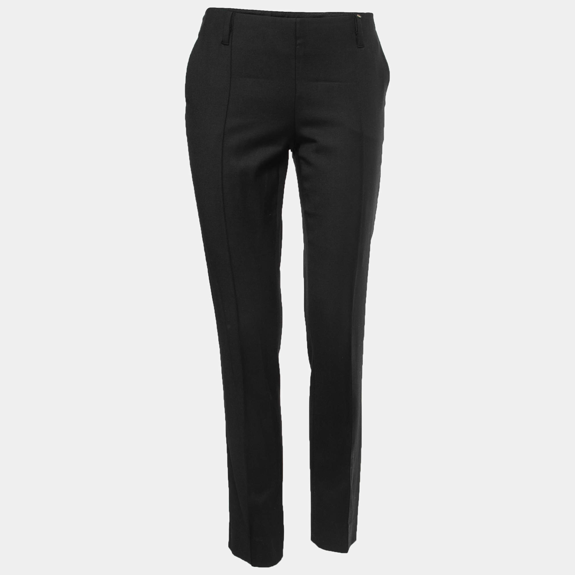 Pre Owned Sportmax Black Crepe High-Waisted Skinny Trousers M