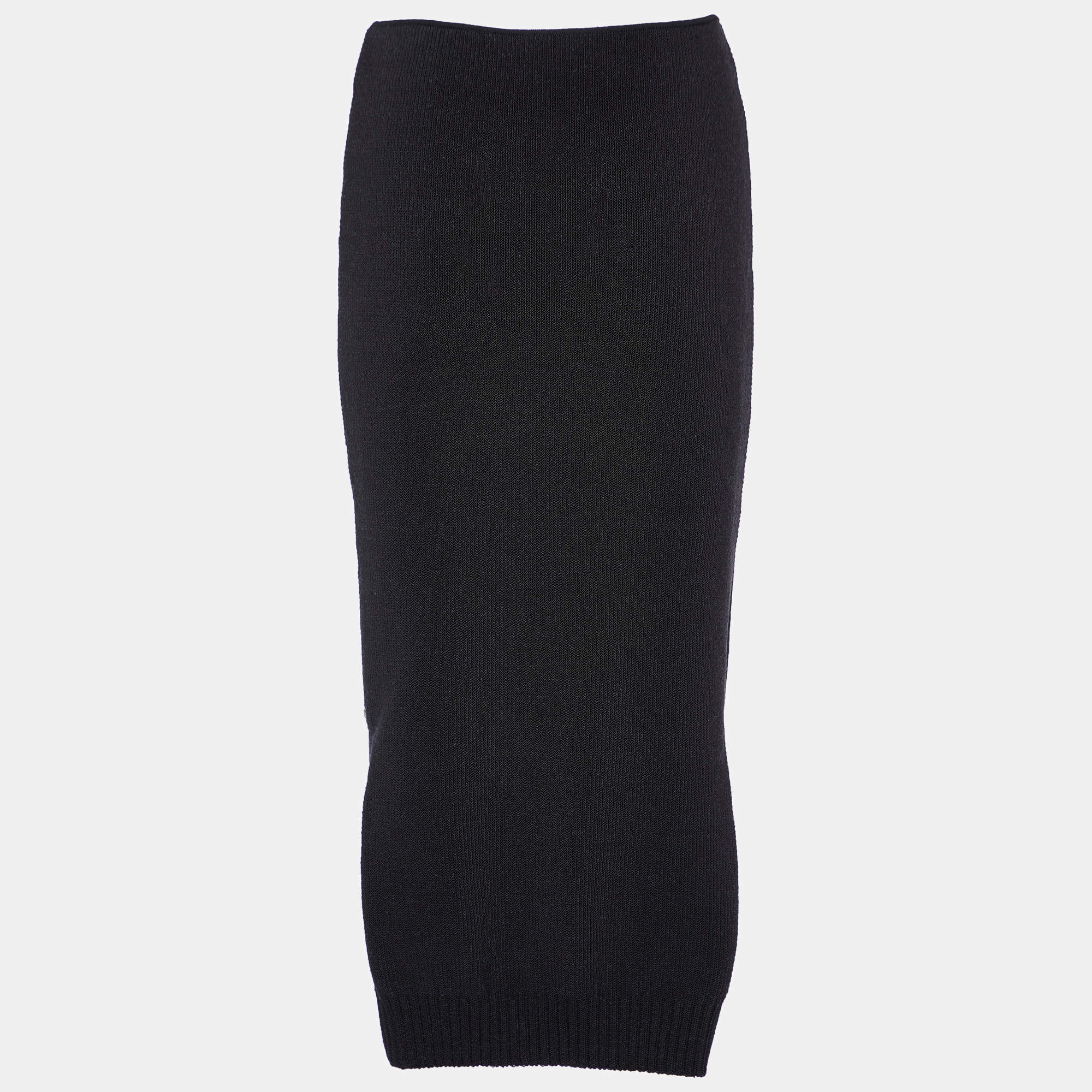 Pre Owned Sportmax Black Cotton Blend Knit Midi Skirt M