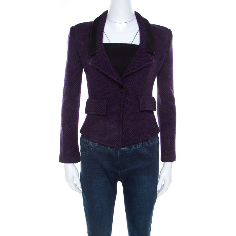 St. John Purple Tweed Boucle Cropped Blazer S St. John | The Luxury Closet