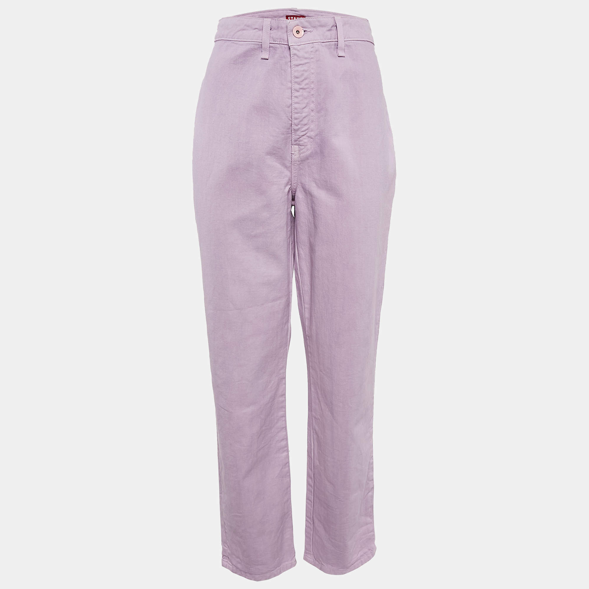 Pre Owned Staud Purple Lilac Denim Straight Leg Jeans L Waist 31"