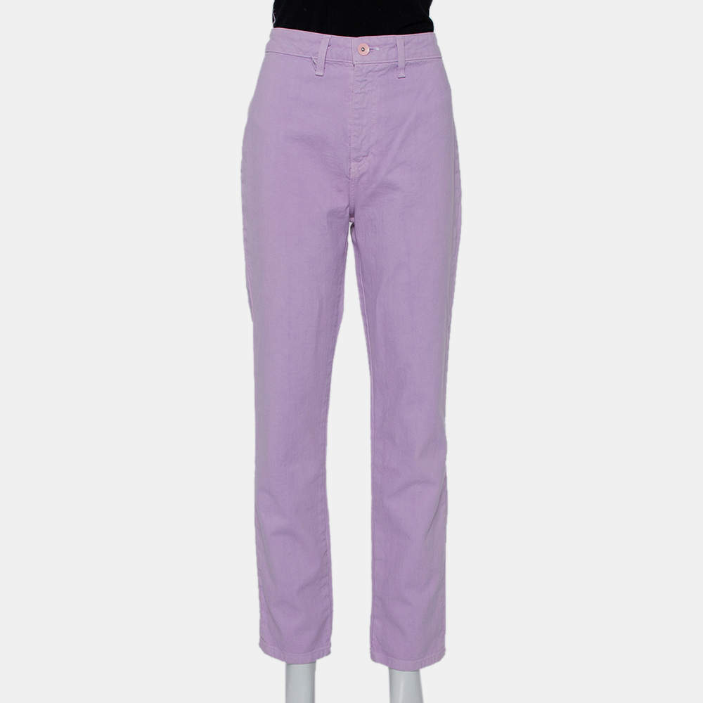 Pre Owned STAUD Lilac Denim Contrast Pocket Detail High Rise Jeans M