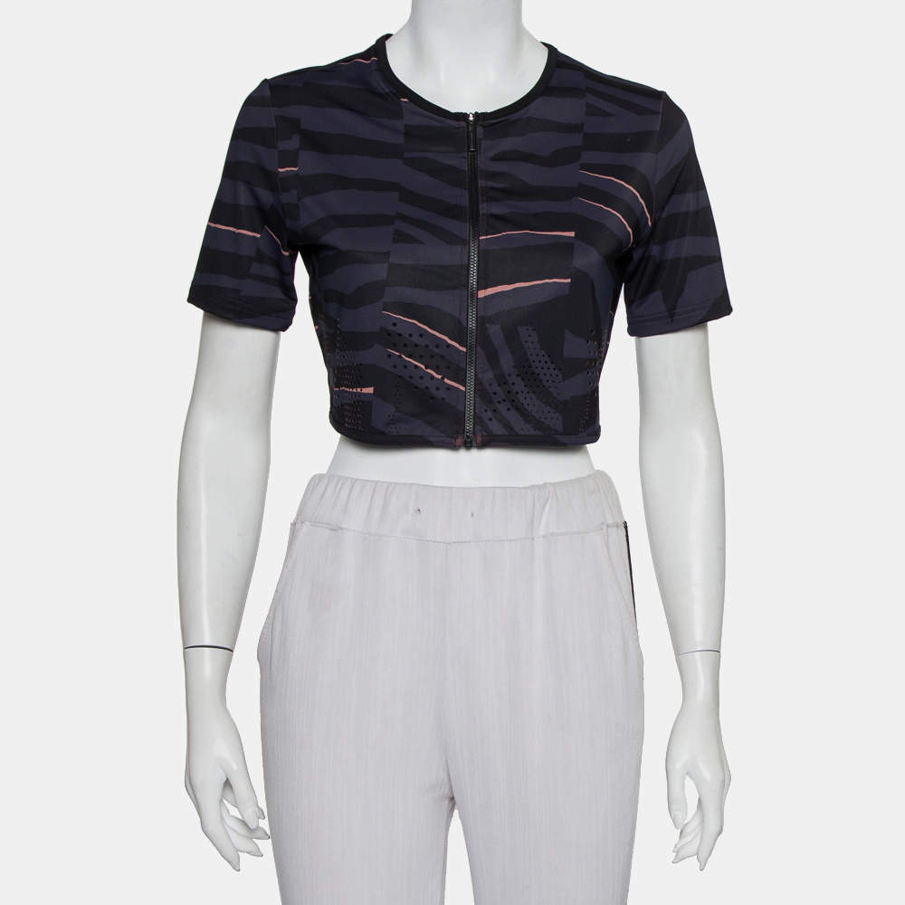 Stella McCartney Adidas Grey Train Crop Tee L