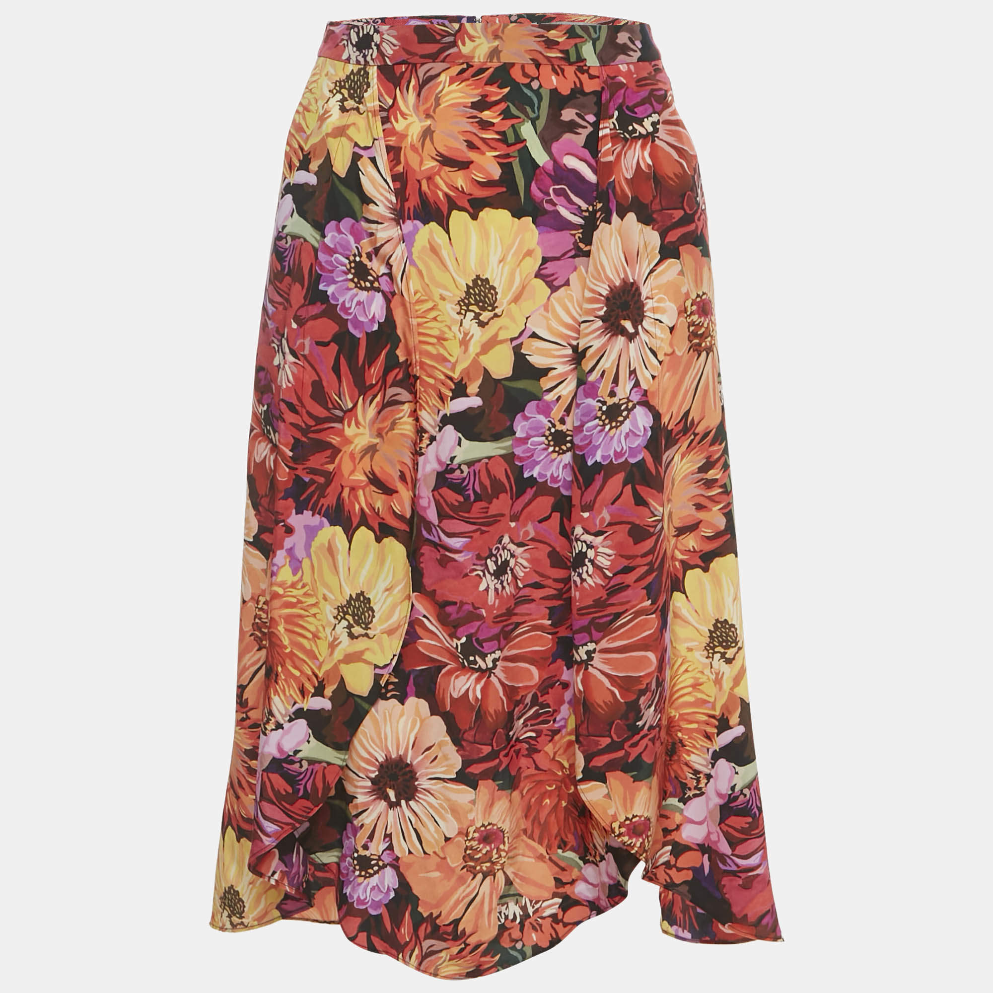 Pre Owned Stella McCartney Multicolor Floral Print Silk Wrap Style Skirt XS