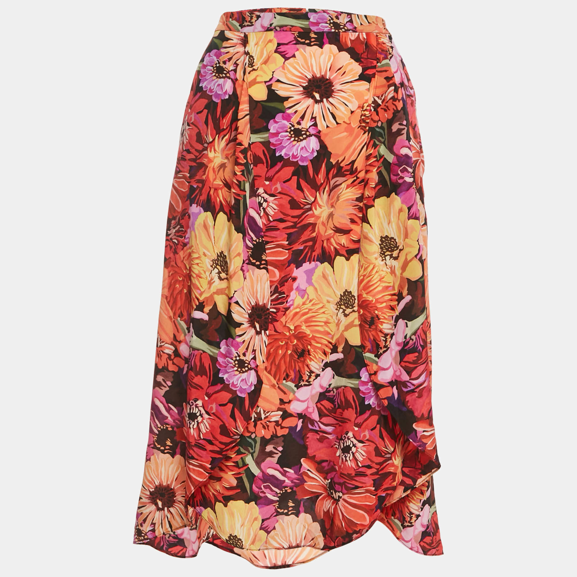 مملوكة مسبقًا Stella McCartney Multicolor Flower Print Silk Midi Skirt S