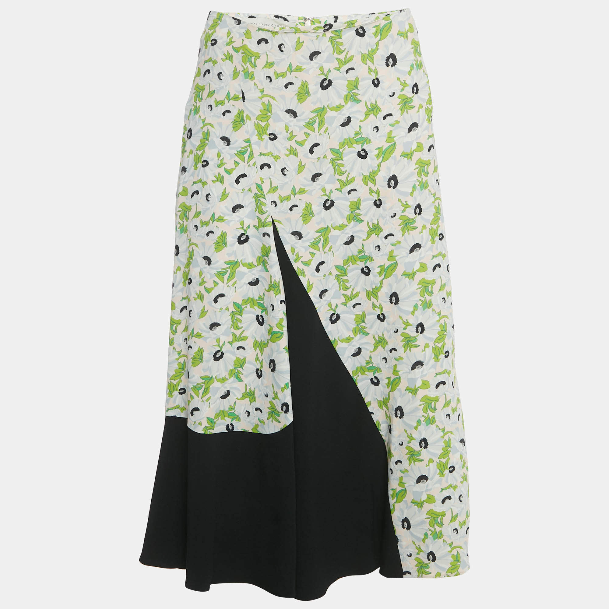 Pre Owned Stella McCartney Green Crepe Florentina Midi Skirt S