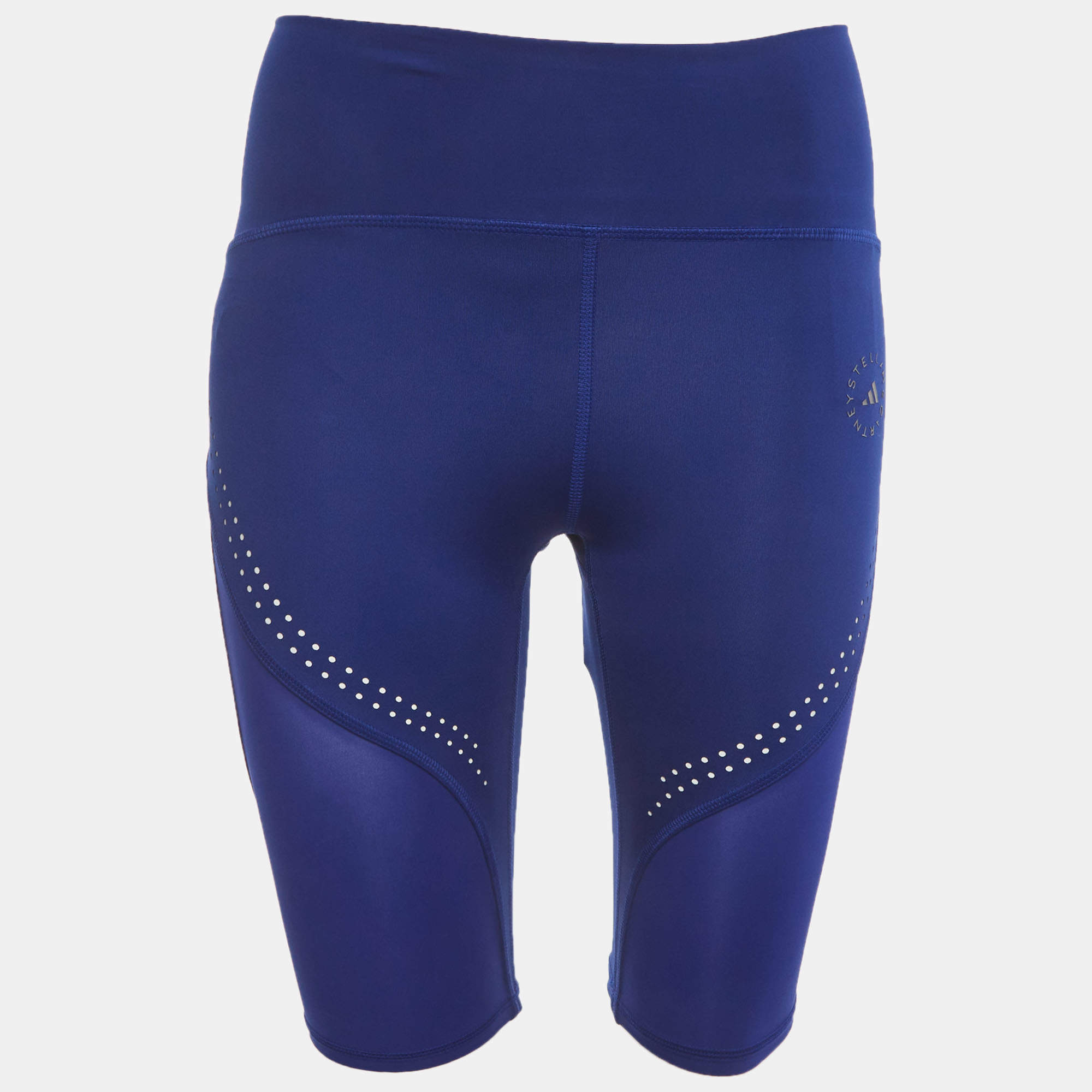 Pre Owned Stella McCartney x Adidas Blue Technical Knit Optime Biker Shorts S