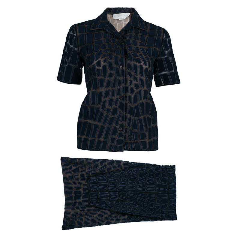 Stella McCartney Navy Textured Top XS And Pants Set S