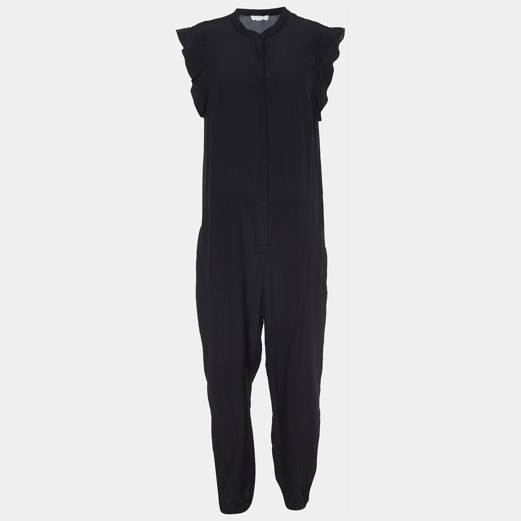 Pre Owned Stella McCartney Black Silk Ruffled Jumpsuit M