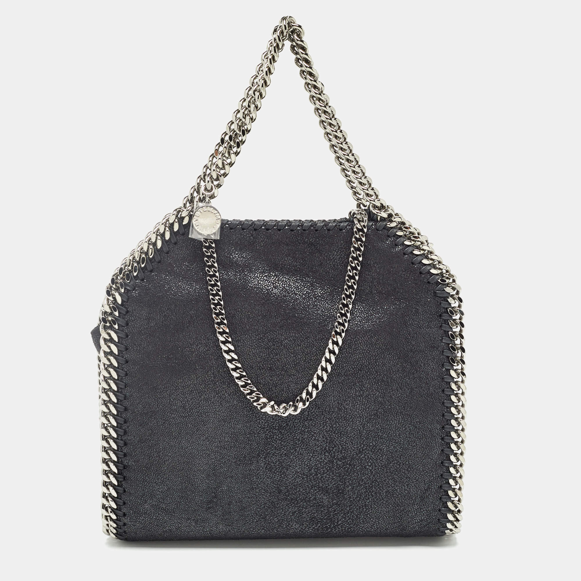 Pre Owned Stella McCartney Black Faux Suede Mini Falabella Tote