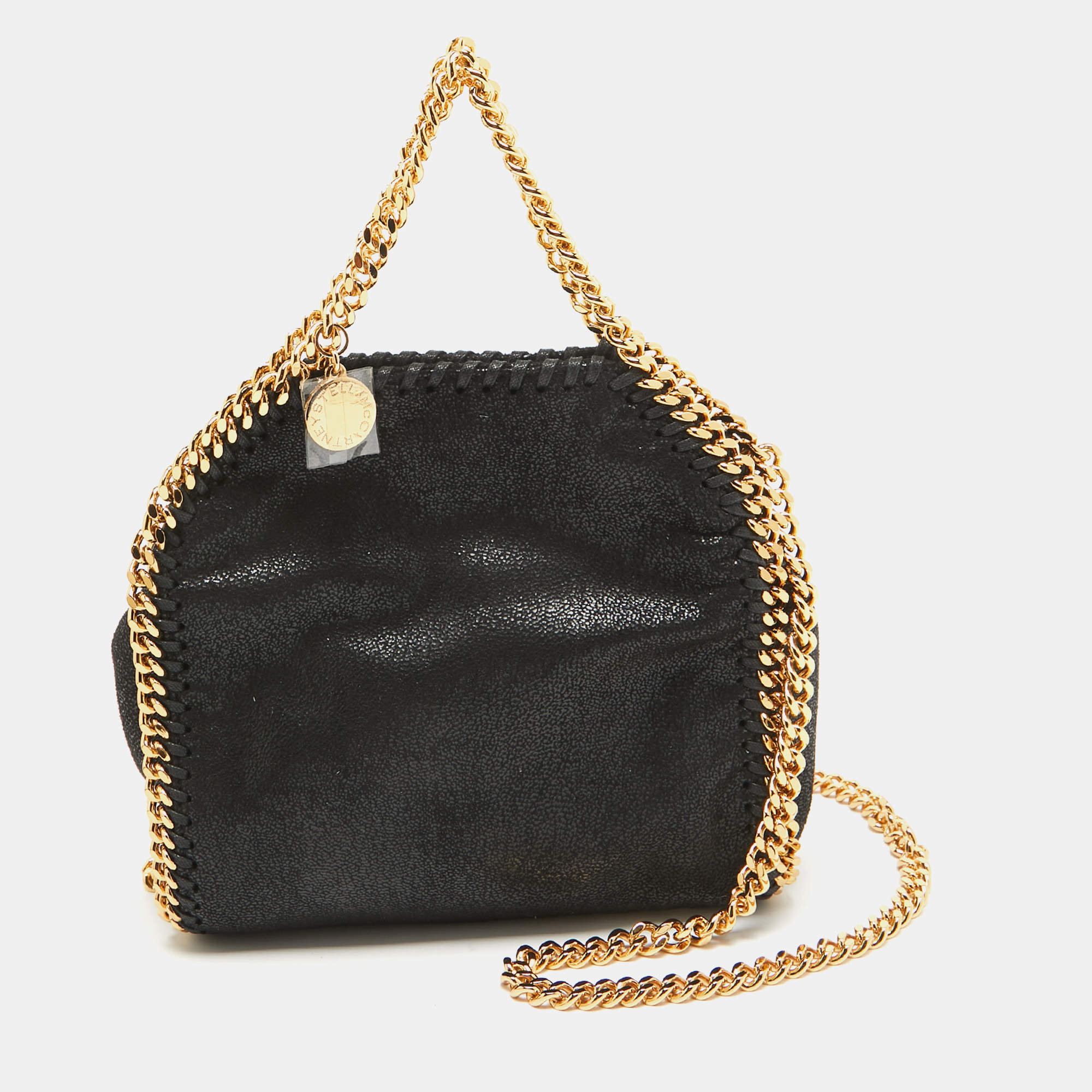 Pre Owned Stella McCartney Black Faux Suede Tiny Falabella Shoulder Bag