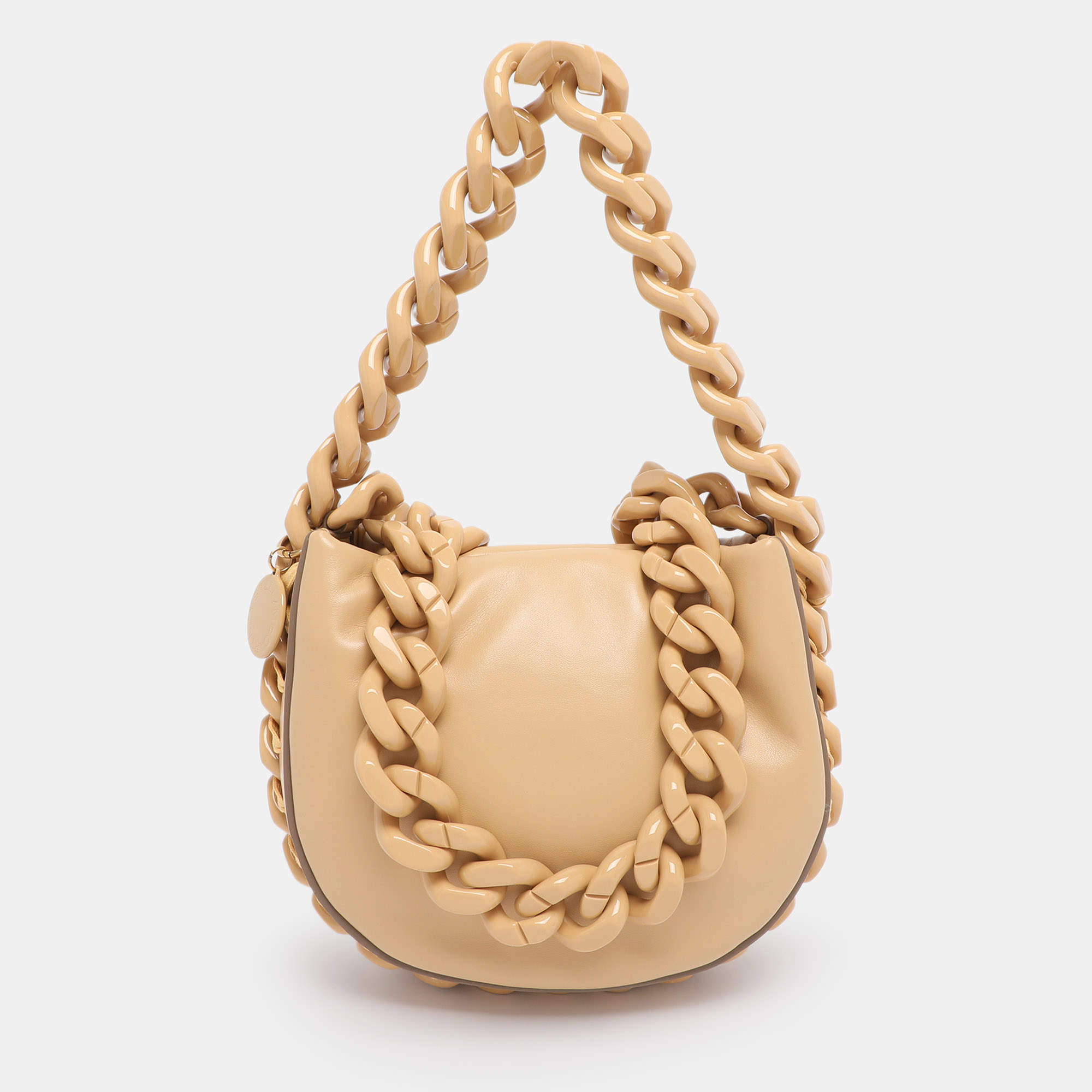 Pre Owned Stella McCartney Beige Faux Leather Small Puffy Shoulder Bag