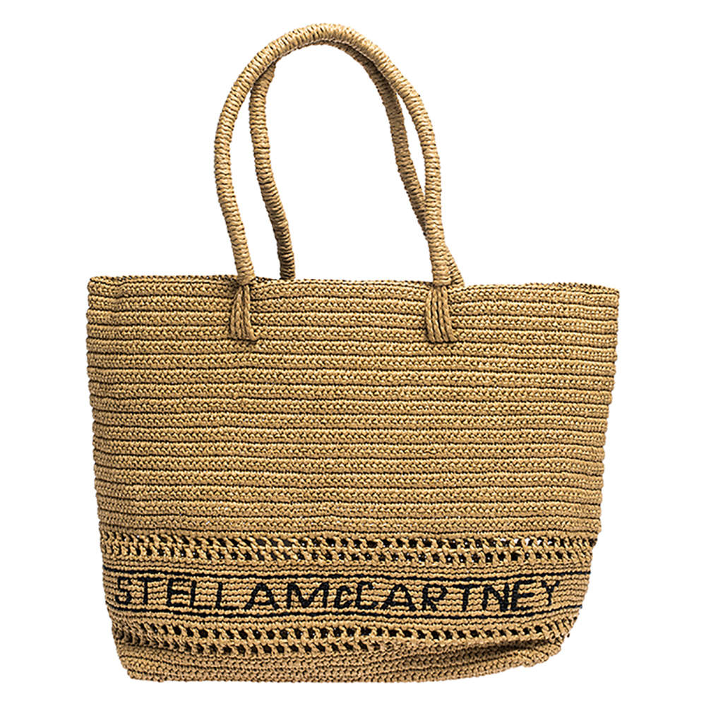 Stella McCartney Beige Raffia Logo Tote 