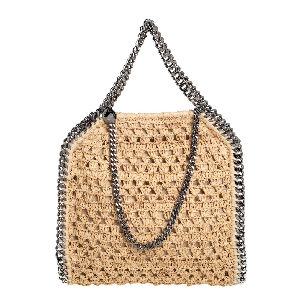【Stella McCartney】 Falabella Mini raffia tote bag Falabella Mini raffia tote bag in beige - Stella Mc Cartney
