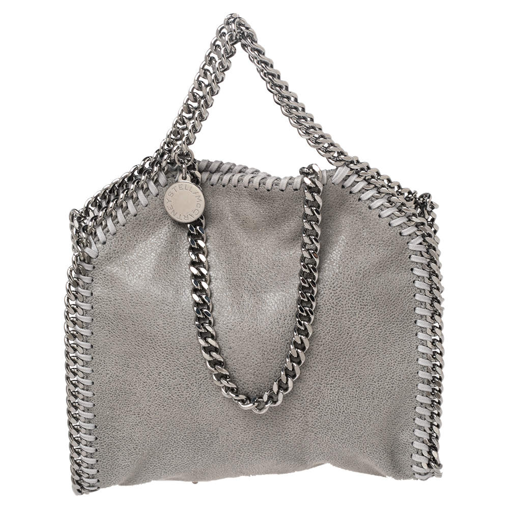 Pre Owned Stella McCartney Grey Faux Leather Tiny Falabella Crossbody Bag