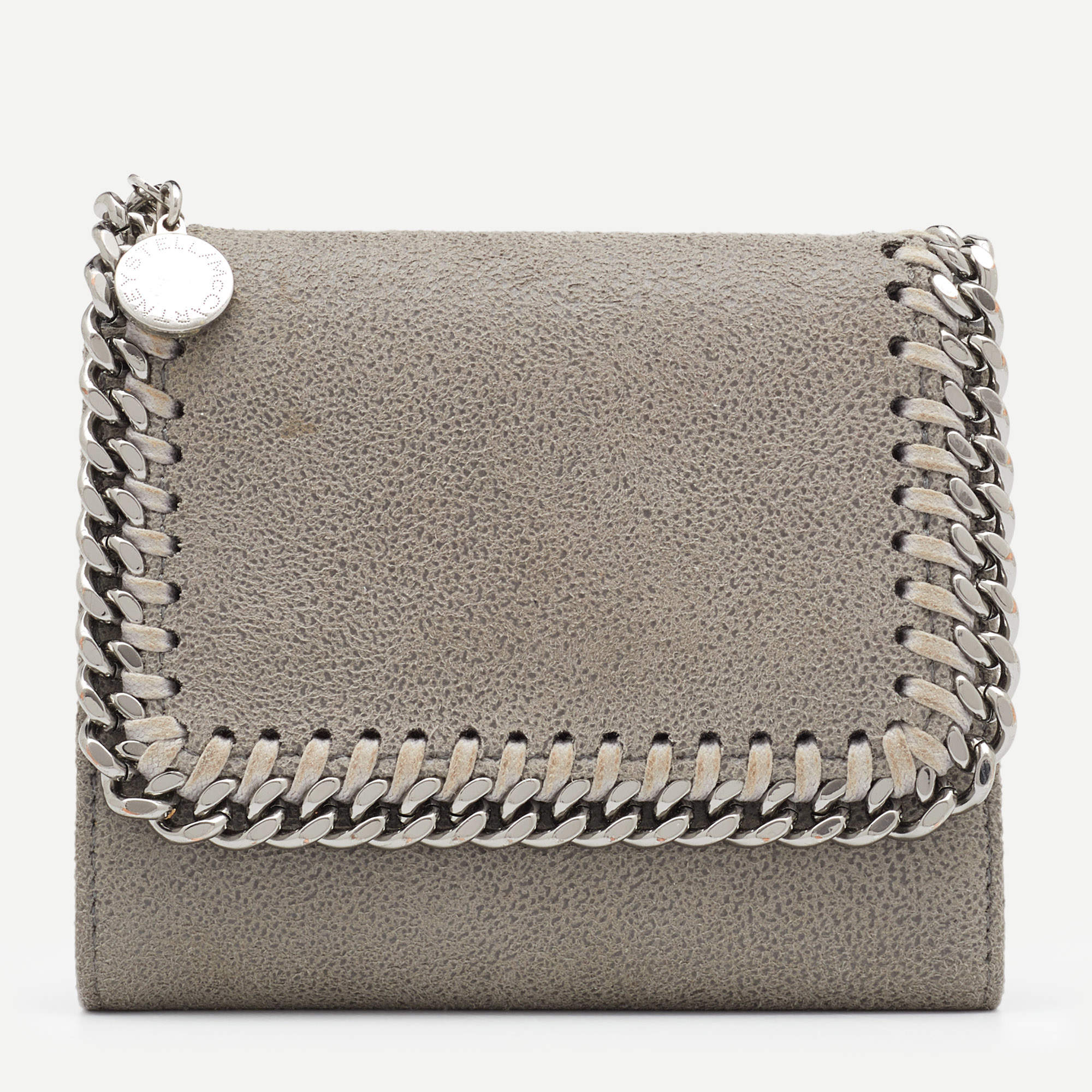 Pre Owned Stella McCartney Grey Faux Leather Falabella Small Flap Wallet