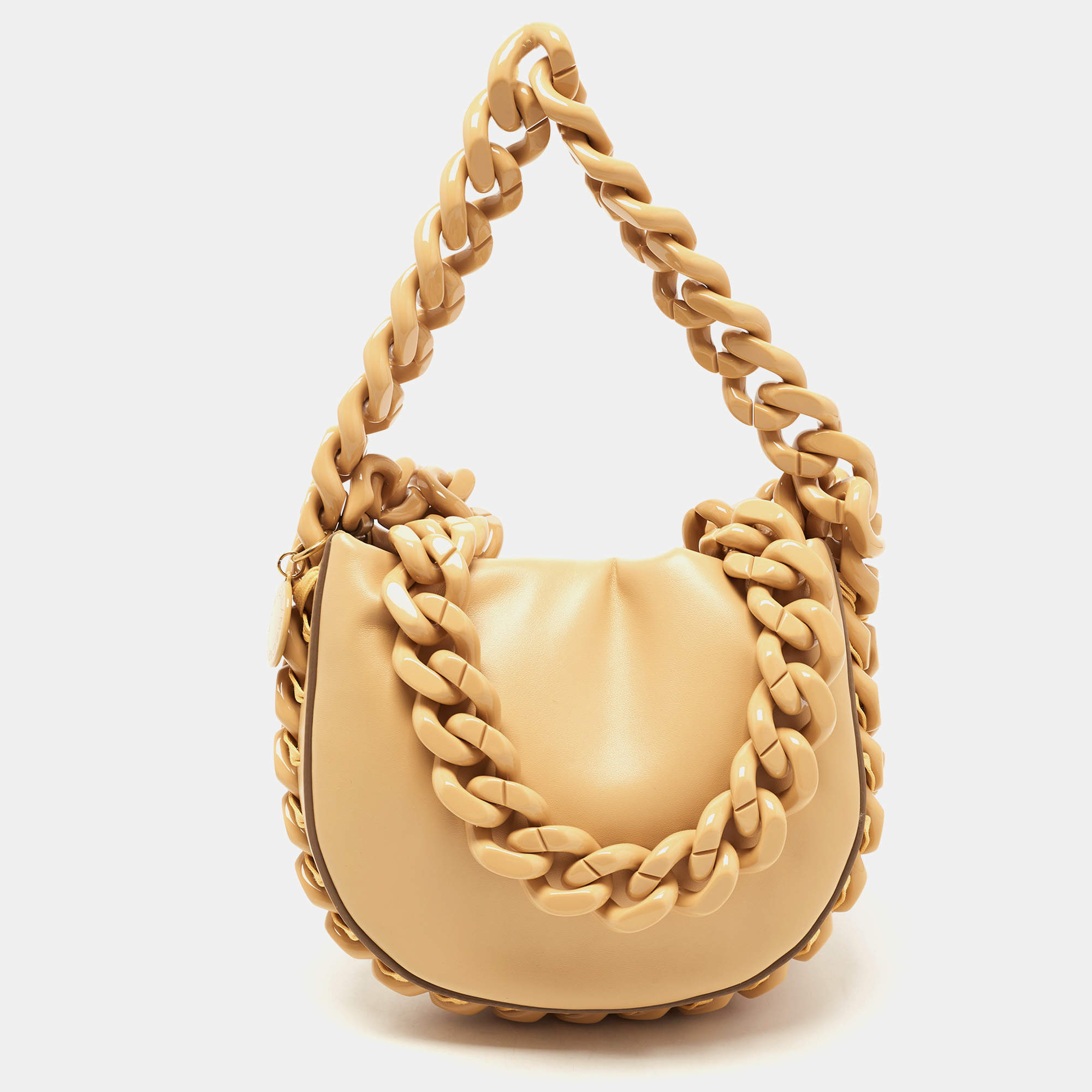 Pre Owned Stella McCartney Beige Faux Leather Small Puffy Shoulder Bag