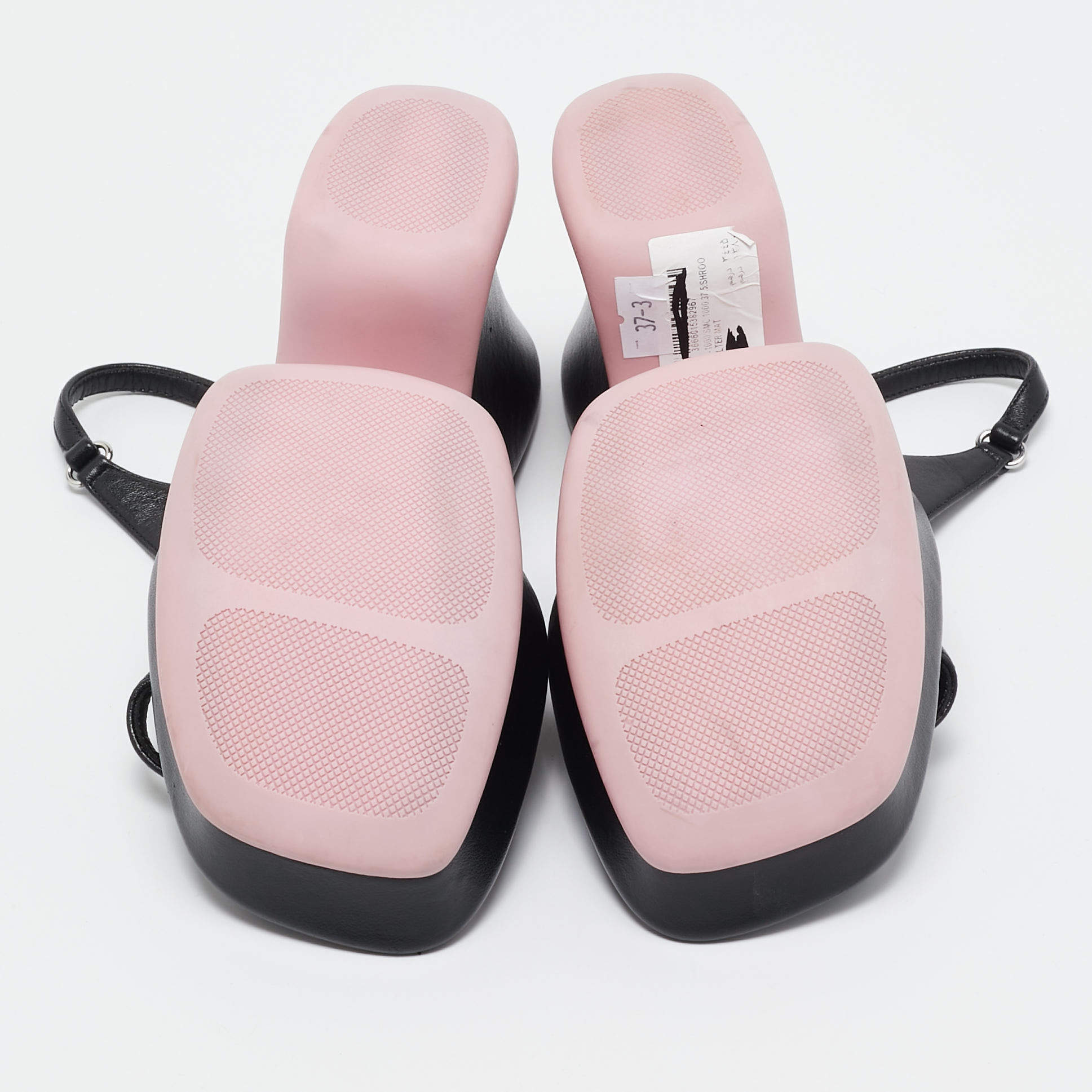 Stella McCartney Black Faux Leather Shroom Slingback Sandals