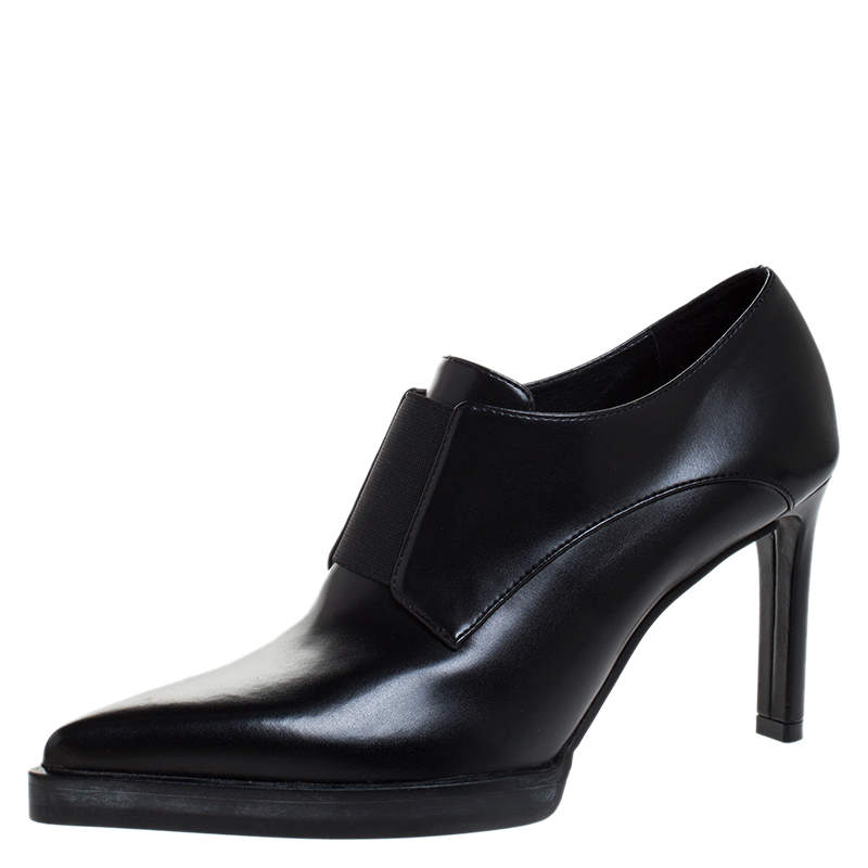 Stella McCartney Black Faux Leather Pointed Toe Ankle Booties Size 36