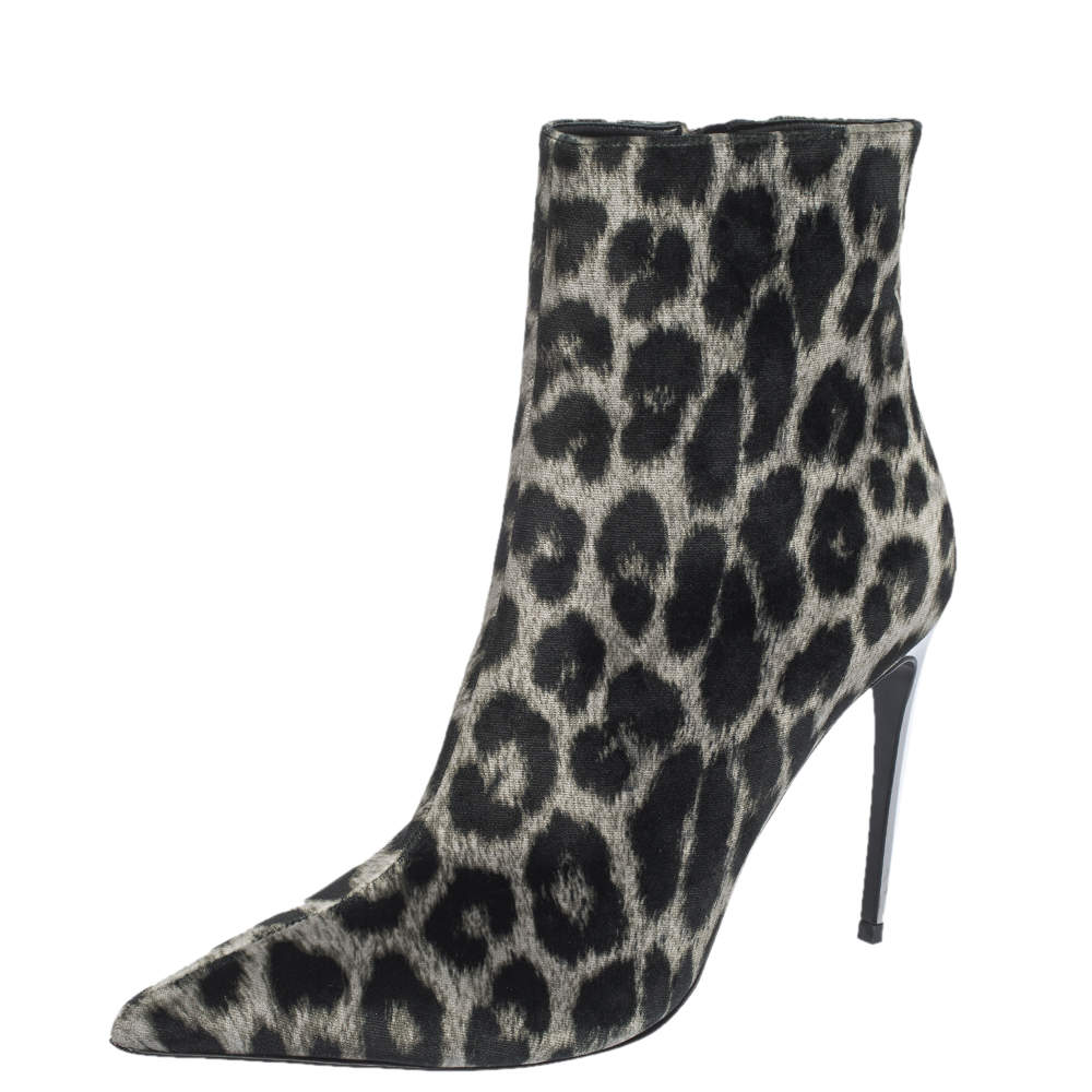 black and white leopard booties