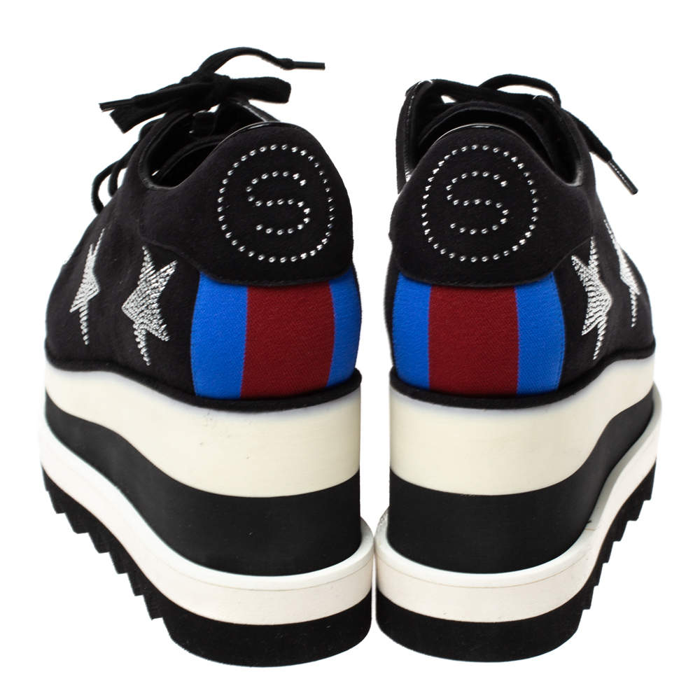 Stella McCartney Black Faux Suede Elyse Platform Lace Up Sneakers Size 36 Stella  McCartney