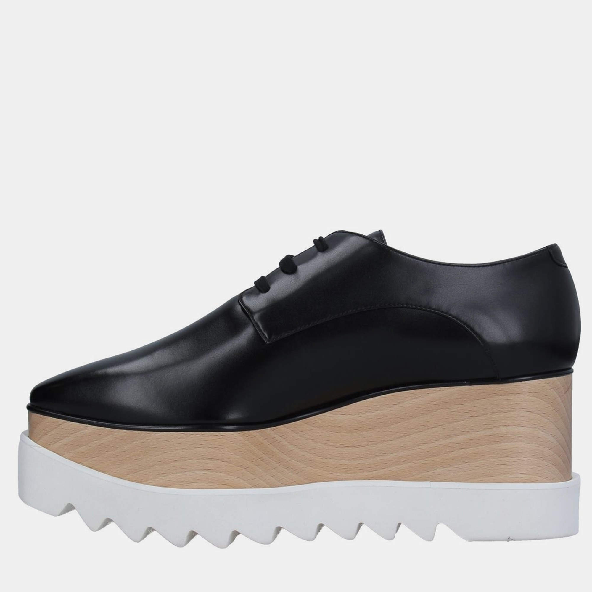 Pre Owned Stella Mccartney Faux Leather Platform Derby 40.5
