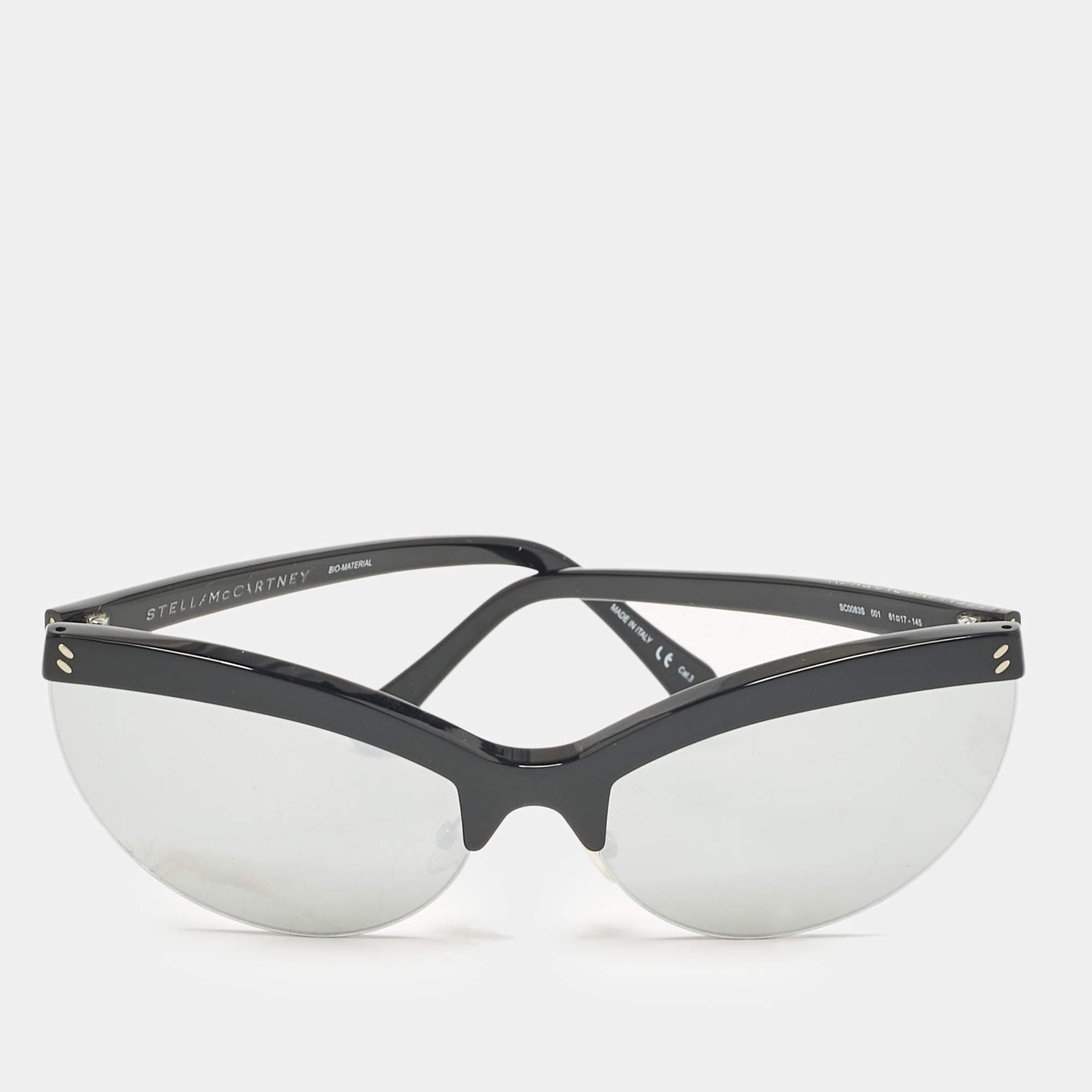 Stella McCartney Black/Silver SC0083S Mirror Cat Eye Sunglasses