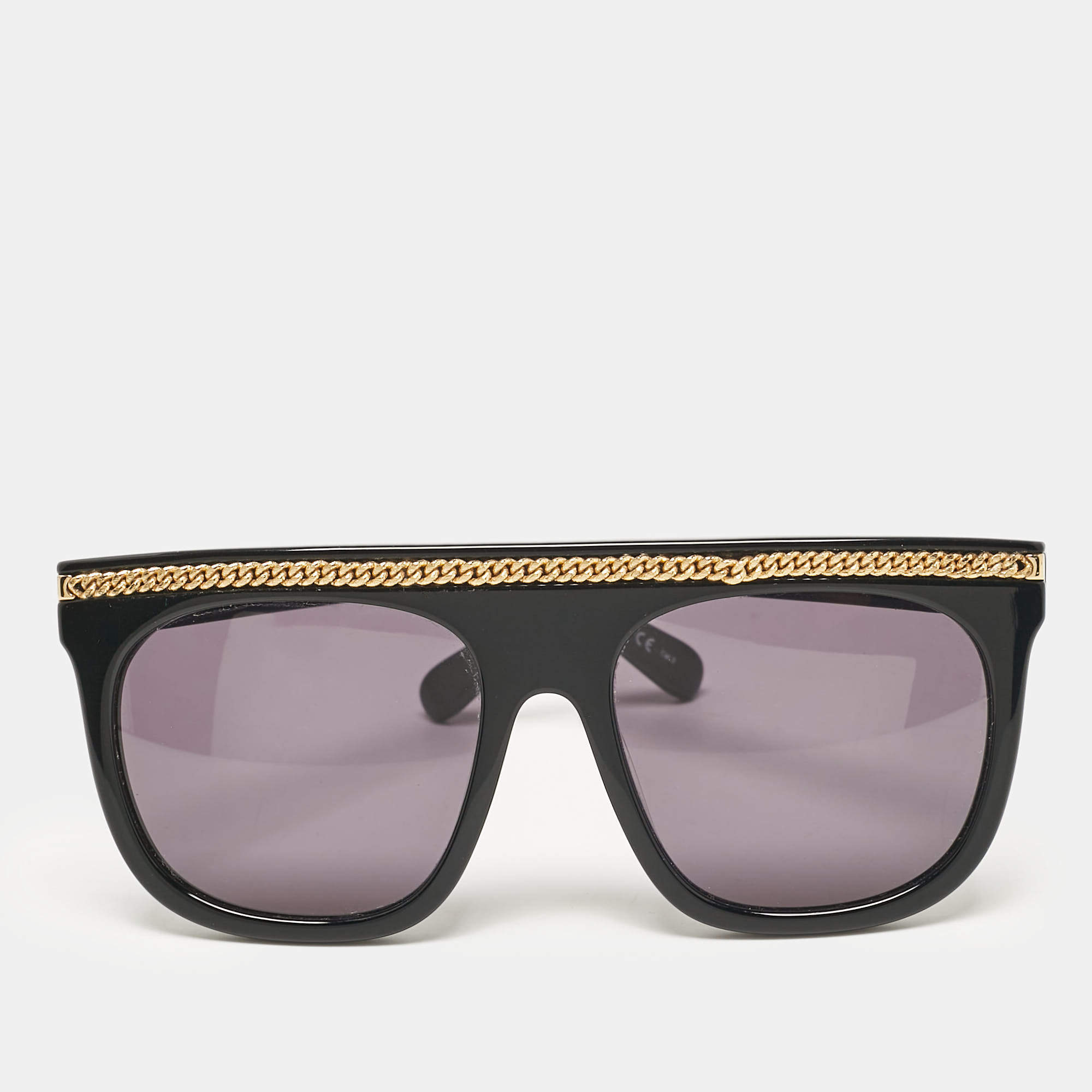 Stella McCartney Black Falabella Chain Square Sunglasses