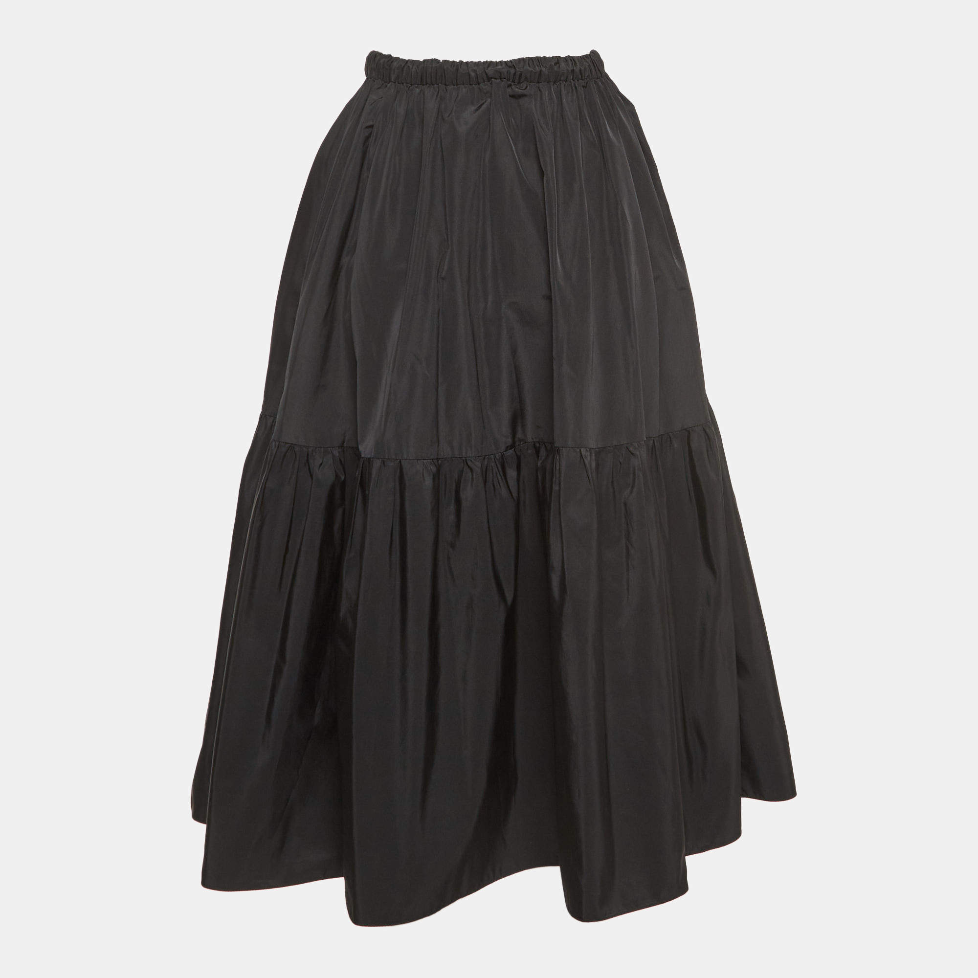 Pre Owned Stella McCartney Black Silk Blend Tiered Midi Skirt S