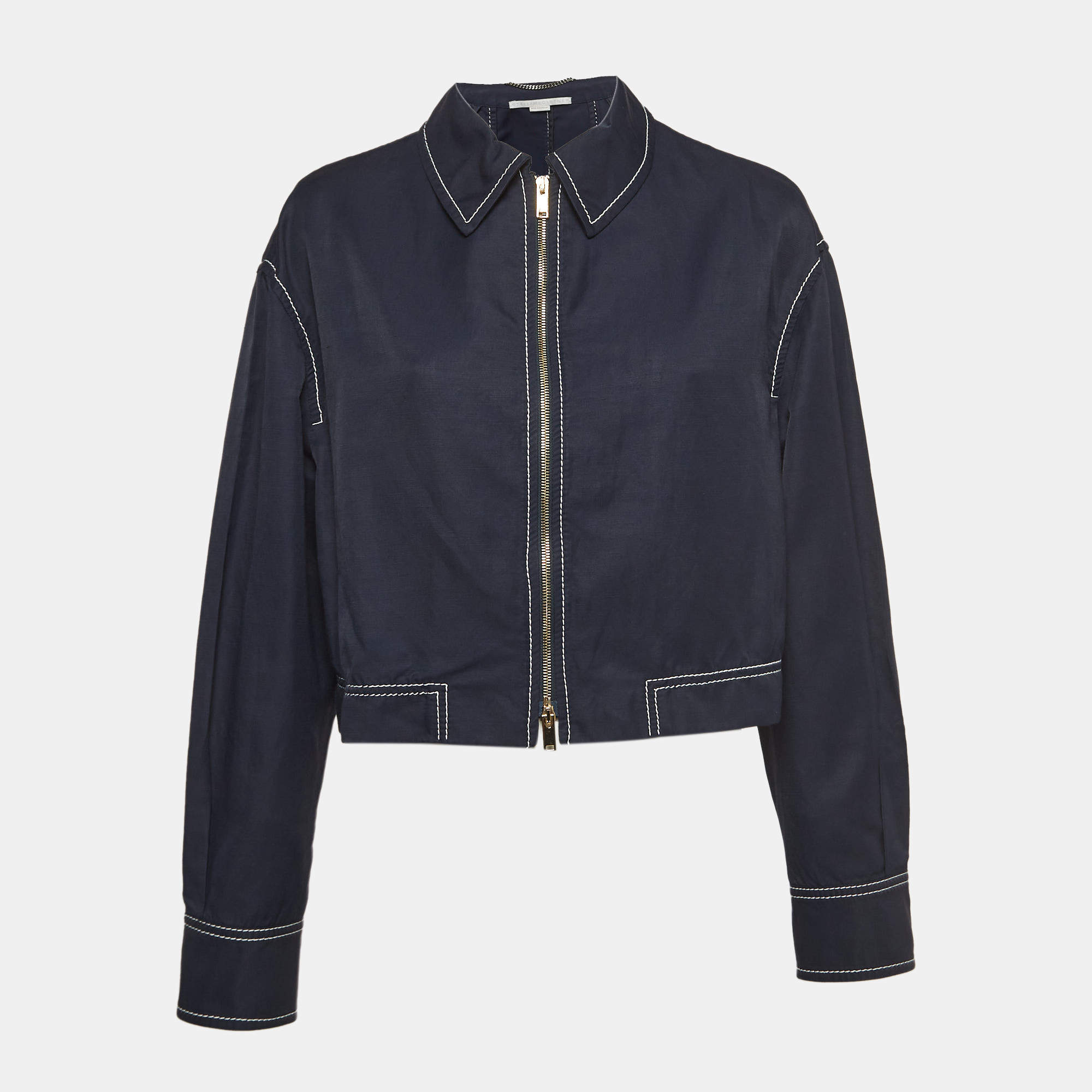 Pre Owned Stella McCartney Navy Blue Cotton Blend Zip-Front Jacket M