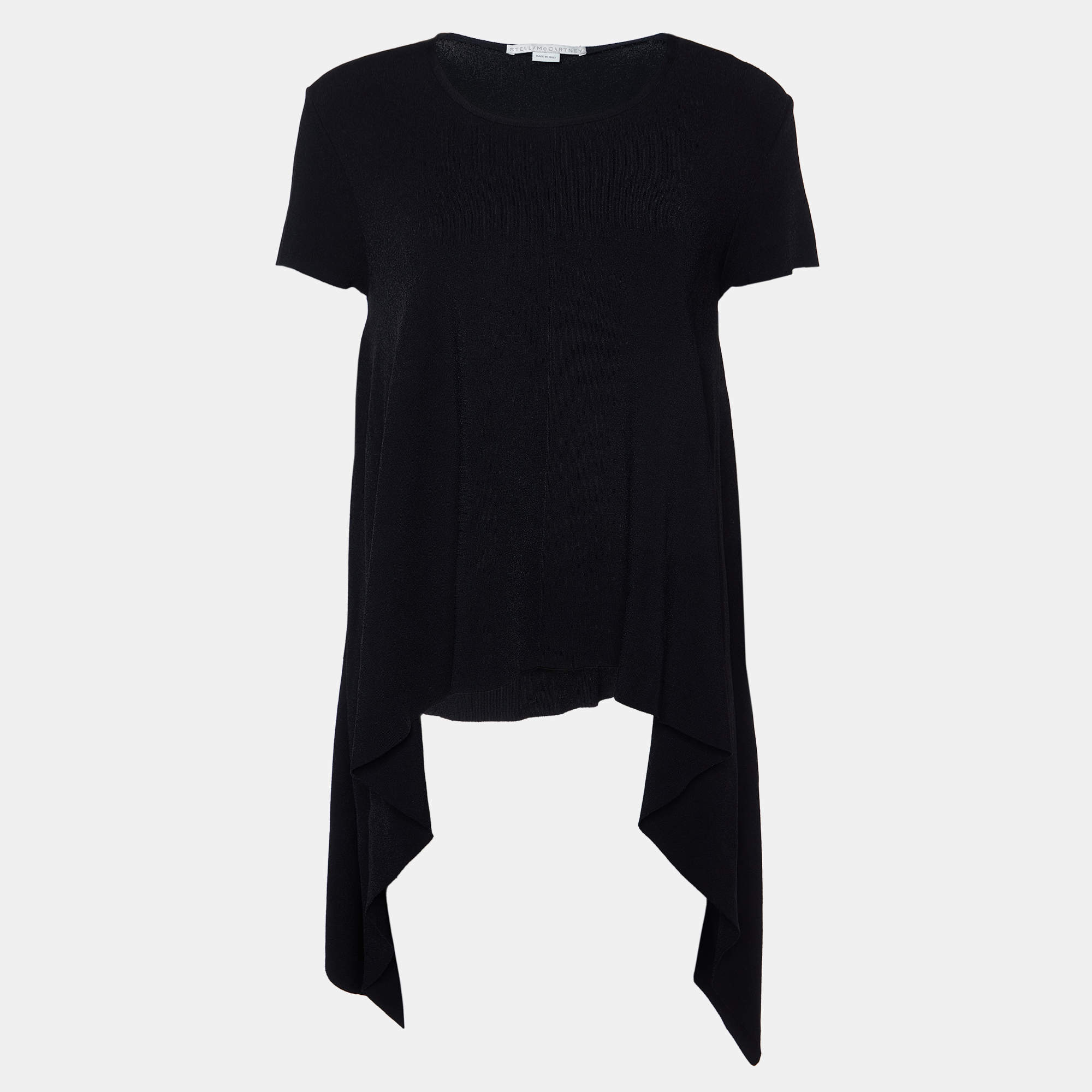 Pre Owned Stella McCartney Black Jersey Draped Top L